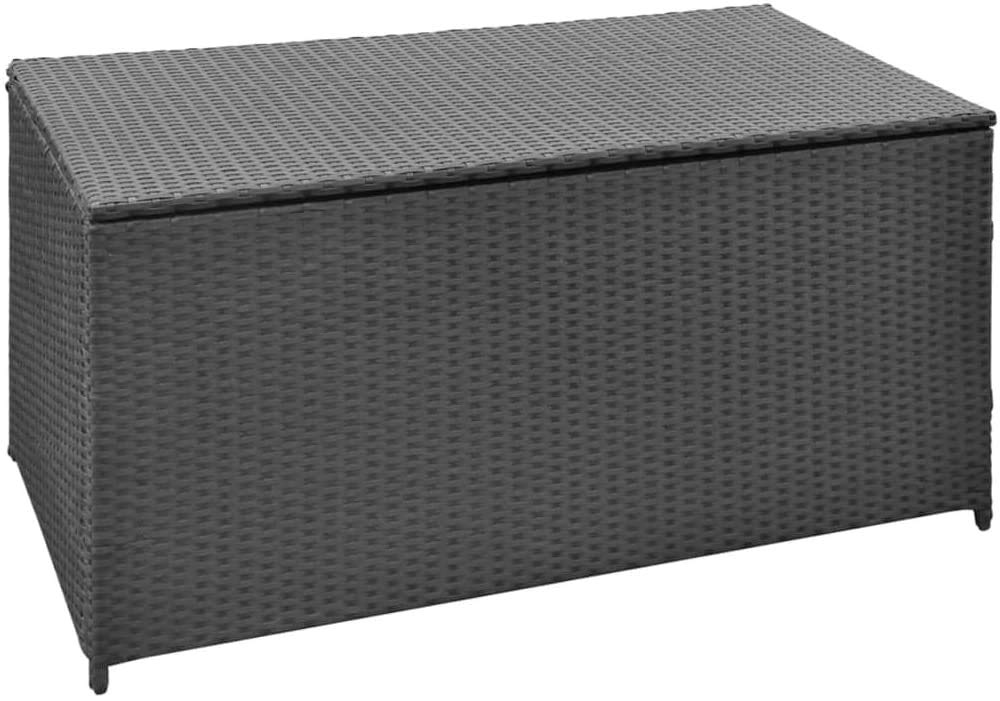 Outdoor Wicker Storage Box - Lightweight Resin Indoor/Outdoor Waterproof Storage Container for Garden, Deck, Patio Cushions & Pool Accessories - Black Rattan Storage Bin (120 x 50 x 60 cm) - Perfect for Organizing Outdoor Furniture, Pool Toys & Seasonal Decor