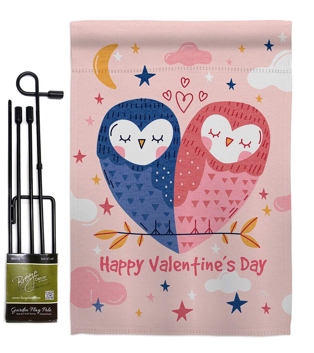 Valentine's Owl Love Garden Flag Set - Romantic Yard Decor for Couples