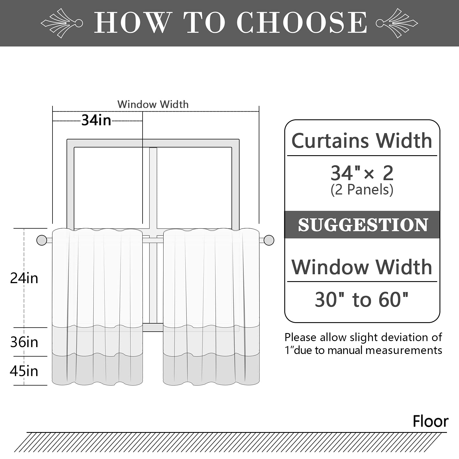 MRTREES Blackout Tier Curtains for Kitchen & Bathroom - 34x24 Inch Short Cafe Curtains with Leaves Print, Triple Weave Window Panels, Rod Pocket Design - Perfect for Basement, Bedroom & Small Windows (2 Panels, Green) - Ideal for Privacy, Light Control & Home Decor