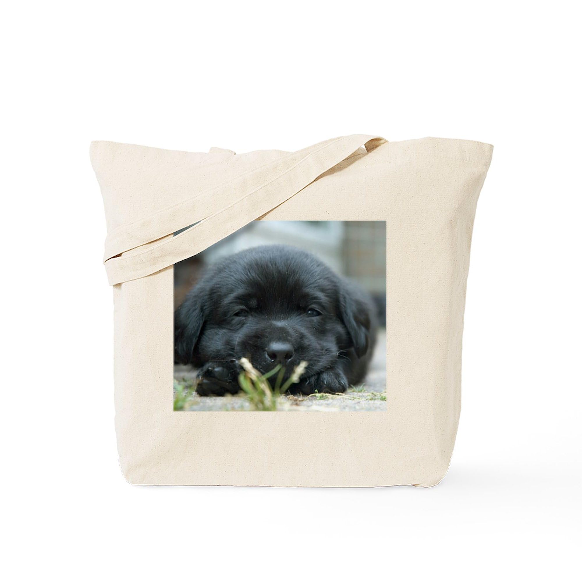 Back Lab Puppy Tote Bag - Natural Canvas Reusable Shopping Bag for Groceries, Beach & Daily Use | Eco-Friendly & Durable