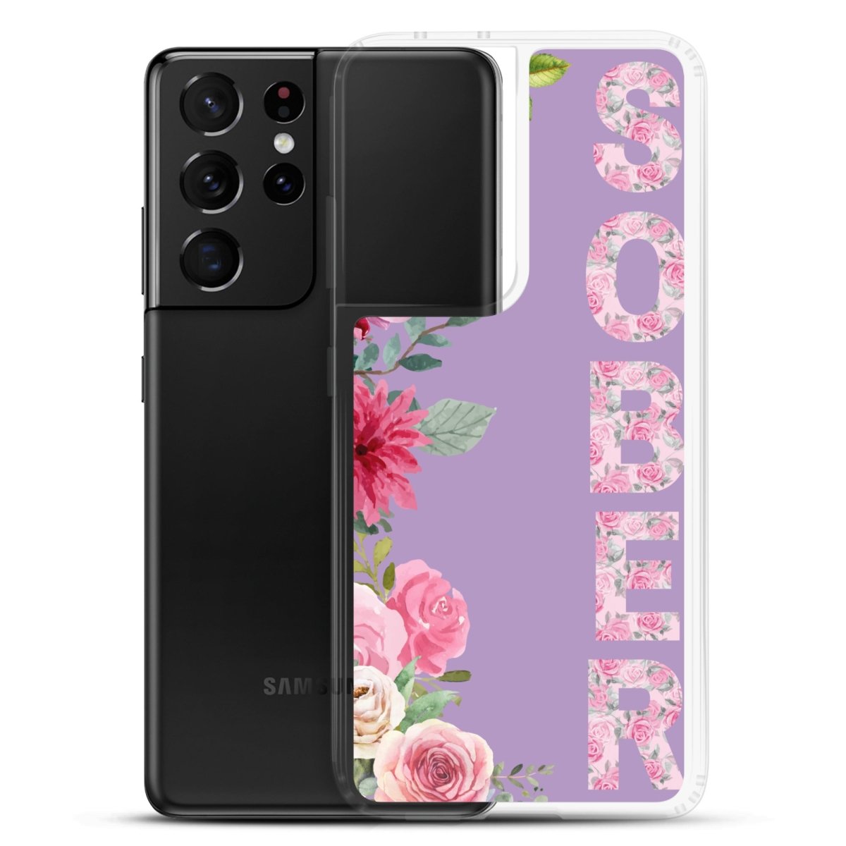 SOBER Rose Gold Chinoiserie Floral Samsung Phone Case - Clear Protective Cover for Galaxy S23/S22/S21 - Stylish & Durable for Everyday Use