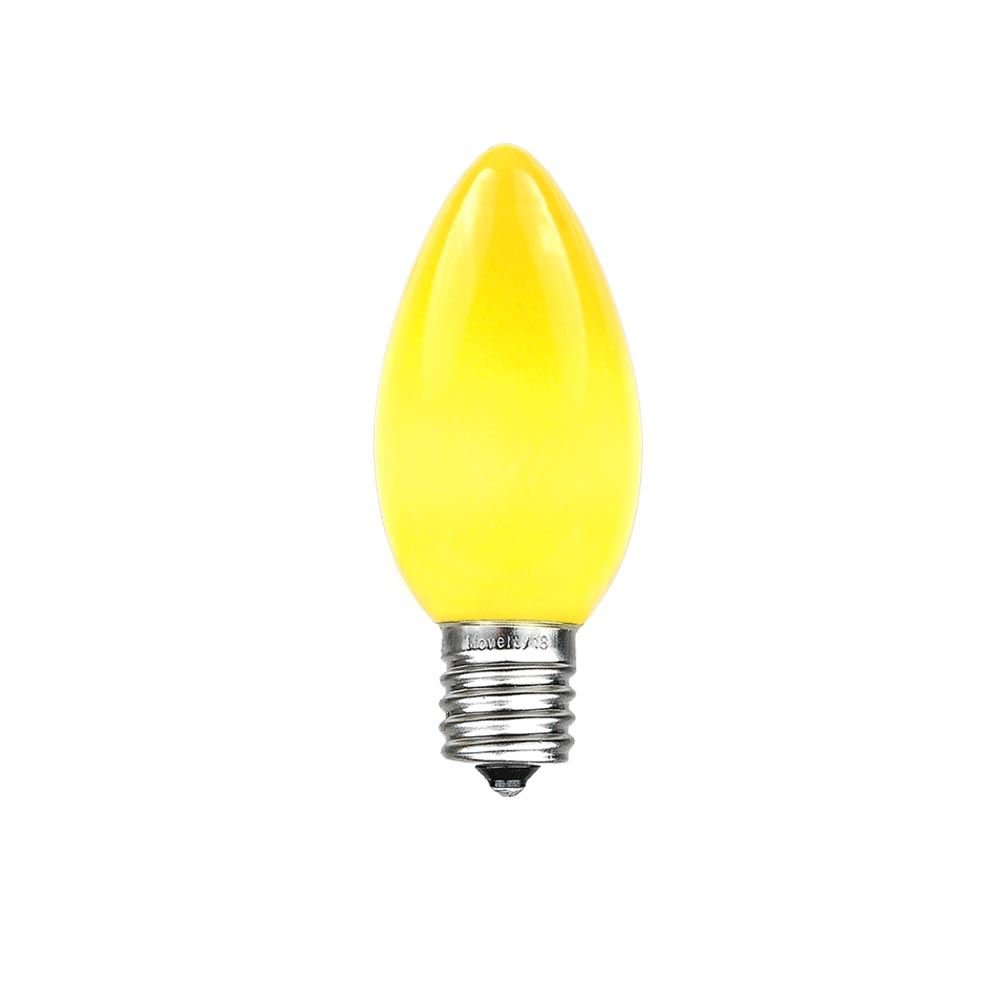 Novelty Lights C7-5C-YE 25-Pack Yellow Ceramic Christmas Bulbs for Outdoor Patio & Party Decor - Weatherproof Replacement Lights for Holiday, Wedding, and Landscape Lighting