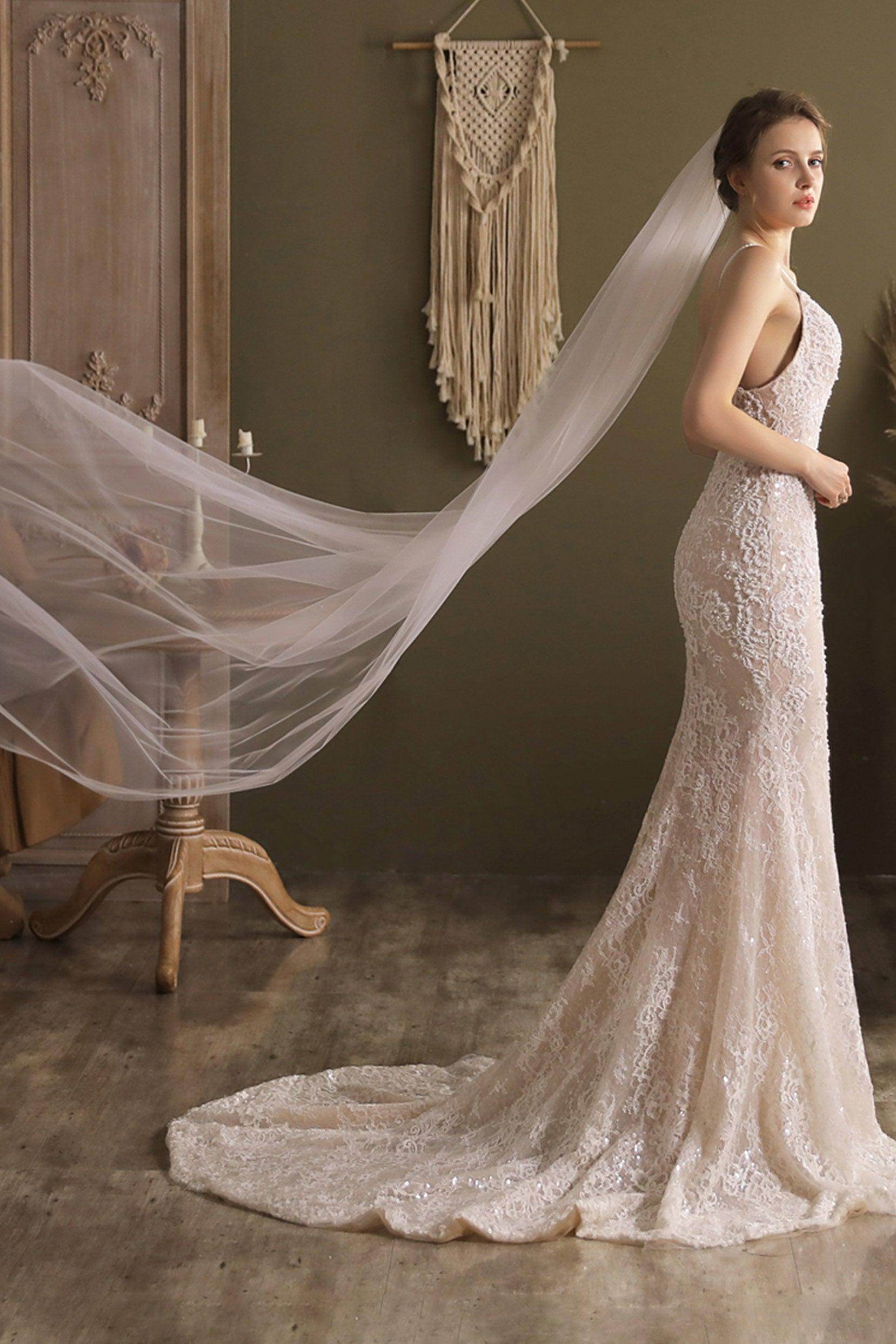 Elegant One-Tier Cut Edge Tulle Chapel Veil CV0266 – Perfect for Weddings, Bridal Accessories & Formal Events