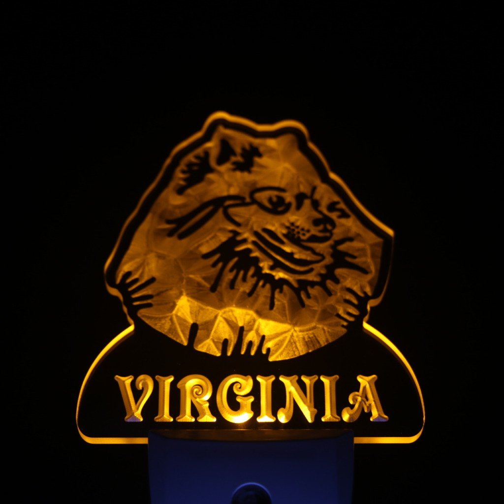 Personalized Pomeranian Dog Night Light with Name - Day/Night Sensor LED Sign for Bedroom, Nursery, or Pet Lover's Gift