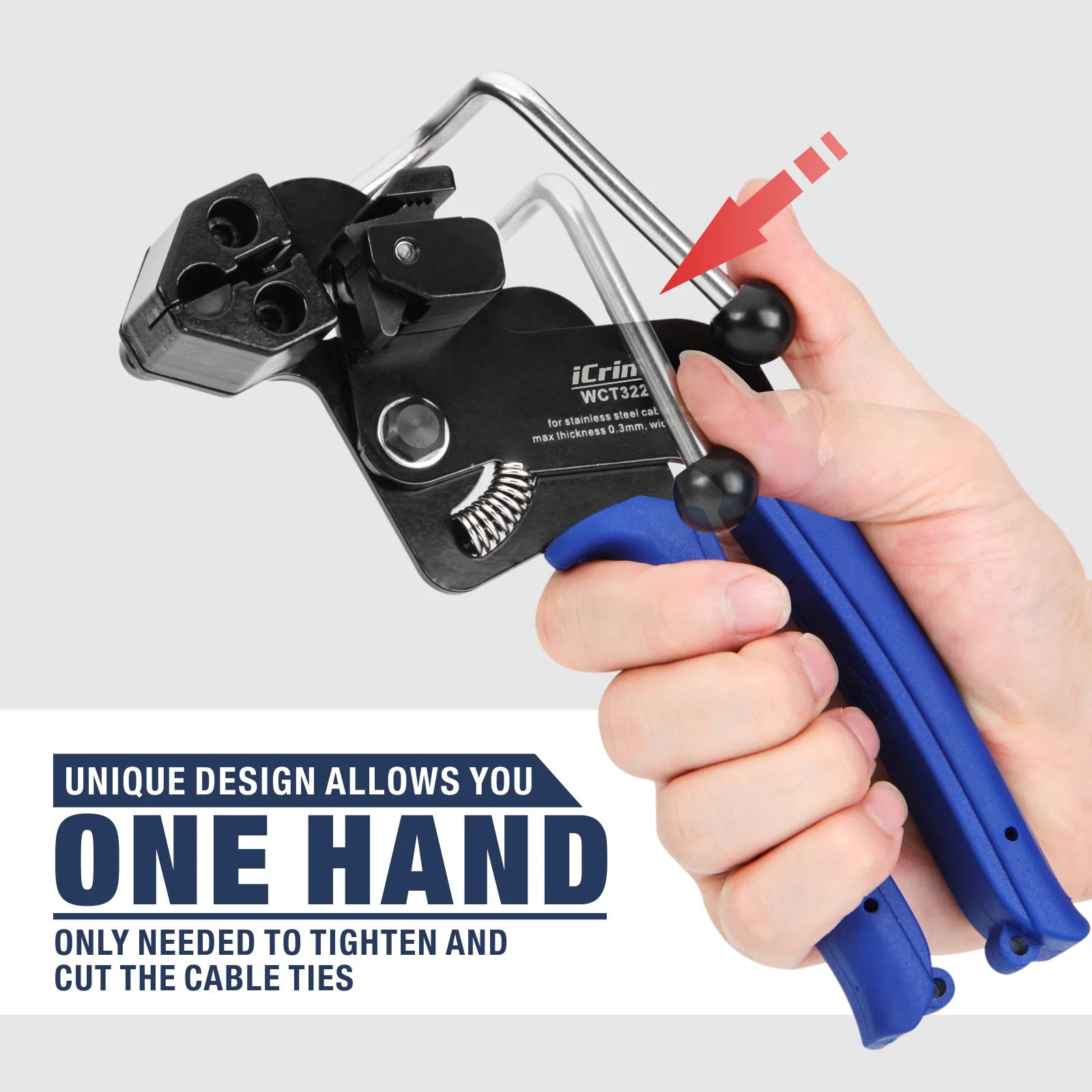 WCT 322 Stainless Steel Cable Tie Gun Tool - Heavy Duty Fastening & Cutting Tool for 12mm Zip Ties | Includes 100PCS Stainless Steel Cable Ties | Perfect for Electrical Wiring, HVAC, Automotive & Industrial Applications