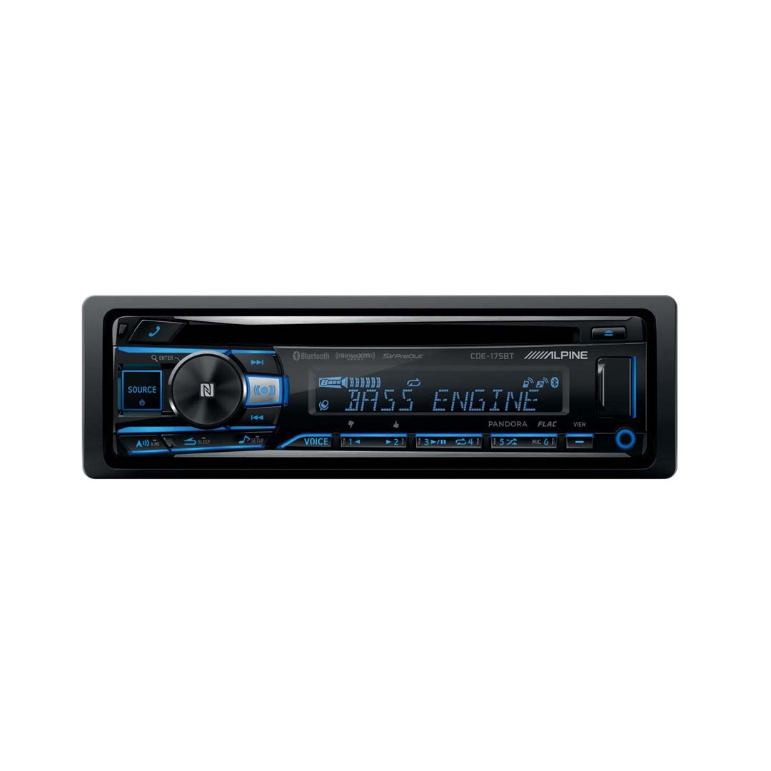 Alpine CDE 175BT Single DIN Car Stereo with Bluetooth, USB, Aux Input - In-Dash CD Player for Cars, MP3/WMA Playback, Hands-Free Calling - Perfect for Road Trips & Daily Commutes
