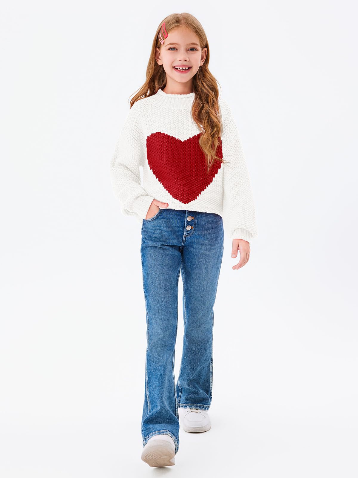 Imily Bela Girls Chunky Knit Turtleneck Sweater - Batwing Sleeve Pullover Jumper for Kids | Winter Warm Outfit for School & Playdates
