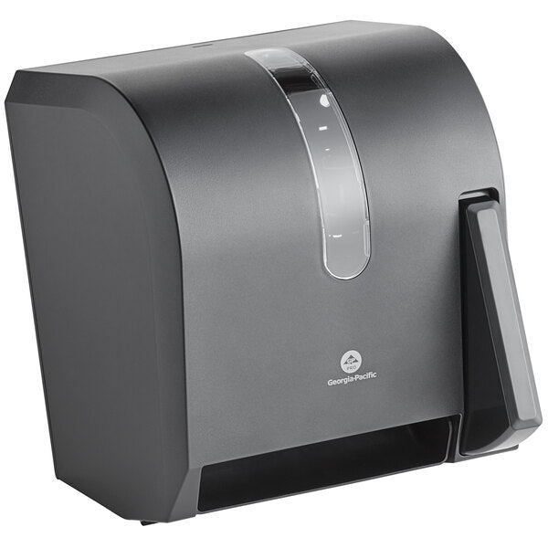 Black Hygienic Push Paddle Roll Towel Dispenser - Hands-Free Paper Towel Holder for Kitchen, Bathroom & Office - Ideal for Restaurants, Hospitals & Public Spaces
