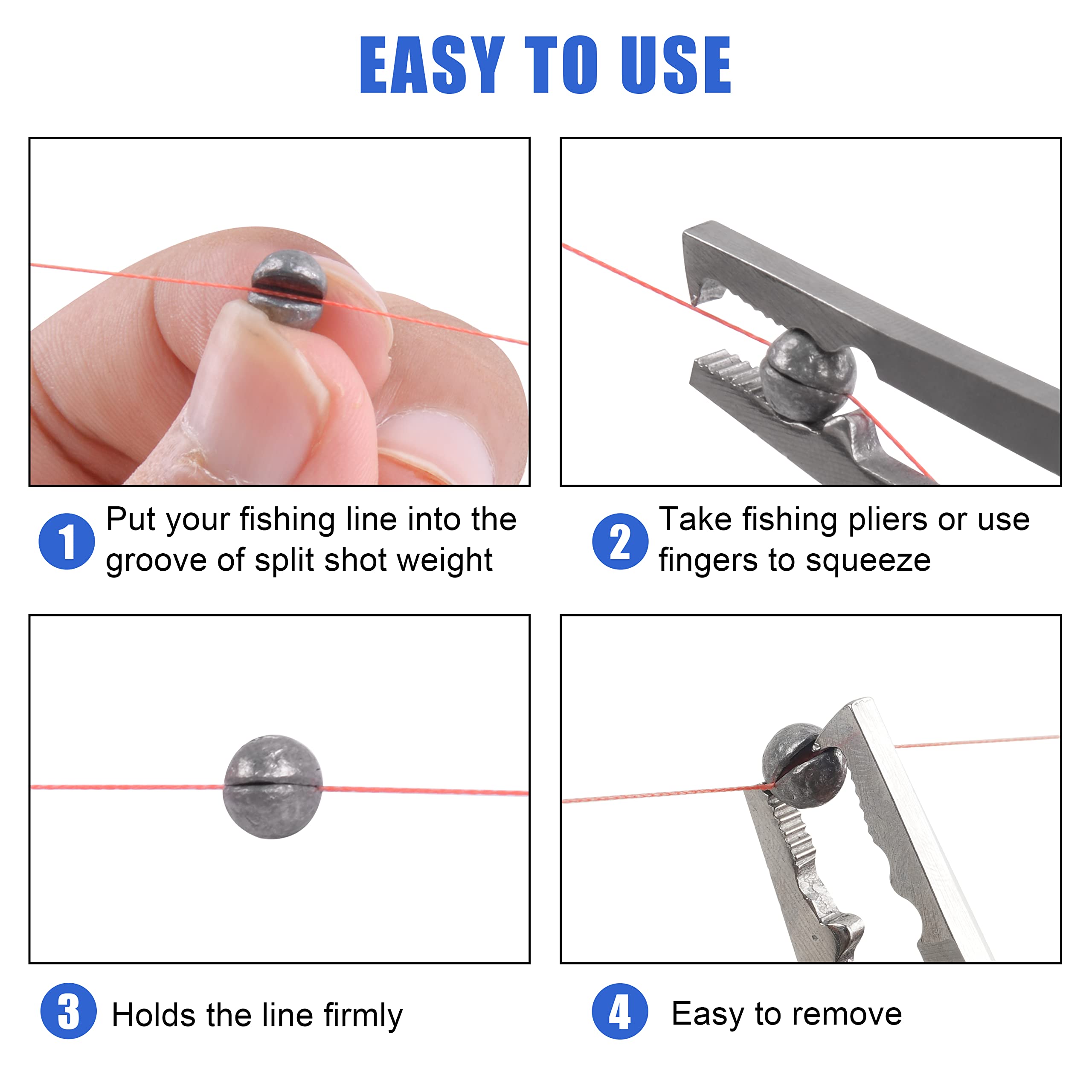 Split Shot Fishing Weights Kit - 4.23oz/Box Round Removable Fishing Sinkers with 7 Sizes for Bass, Trout & Panfish - Perfect for Freshwater & Saltwater Fishing Gear Tackle