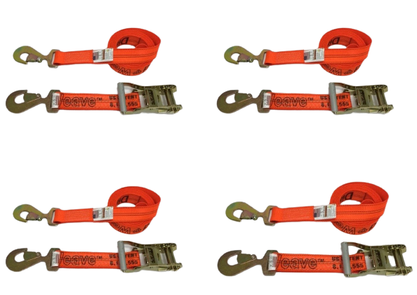 2-Pack 10' Ratchet Straps with Flat Snap Hooks - Heavy Duty Tie Down Straps for Trucks, Trailers & Cargo Securing - Perfect for Moving, Hauling & Transporting