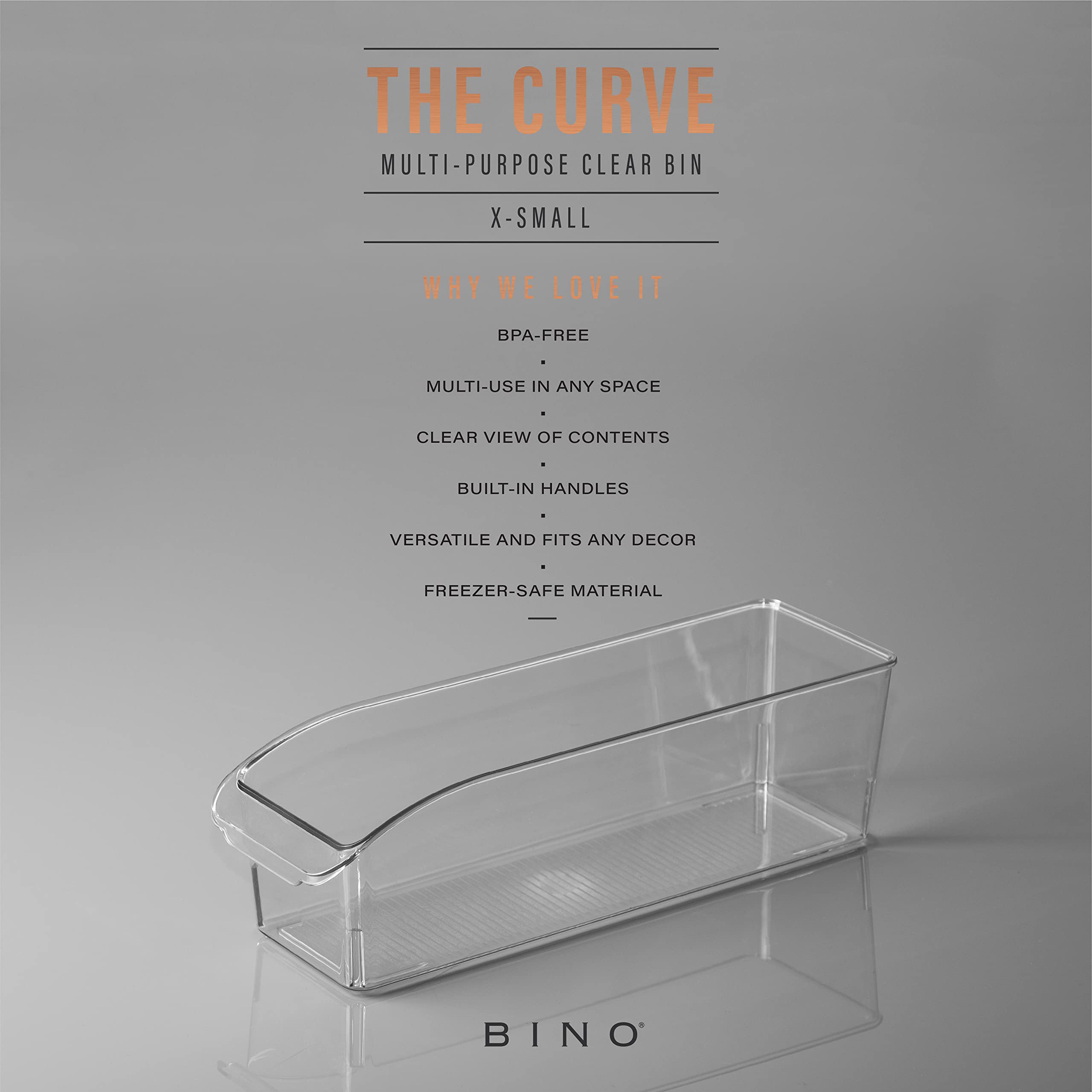 BINO Plastic Storage Bins Small - The Curve Collection Multi-Purpose Organizer for Kitchen, Pantry, Fridge & Home Organization | Space-Saving Storage Containers for Food, Toys & Closet Items | Stackable Home Organizer Bins