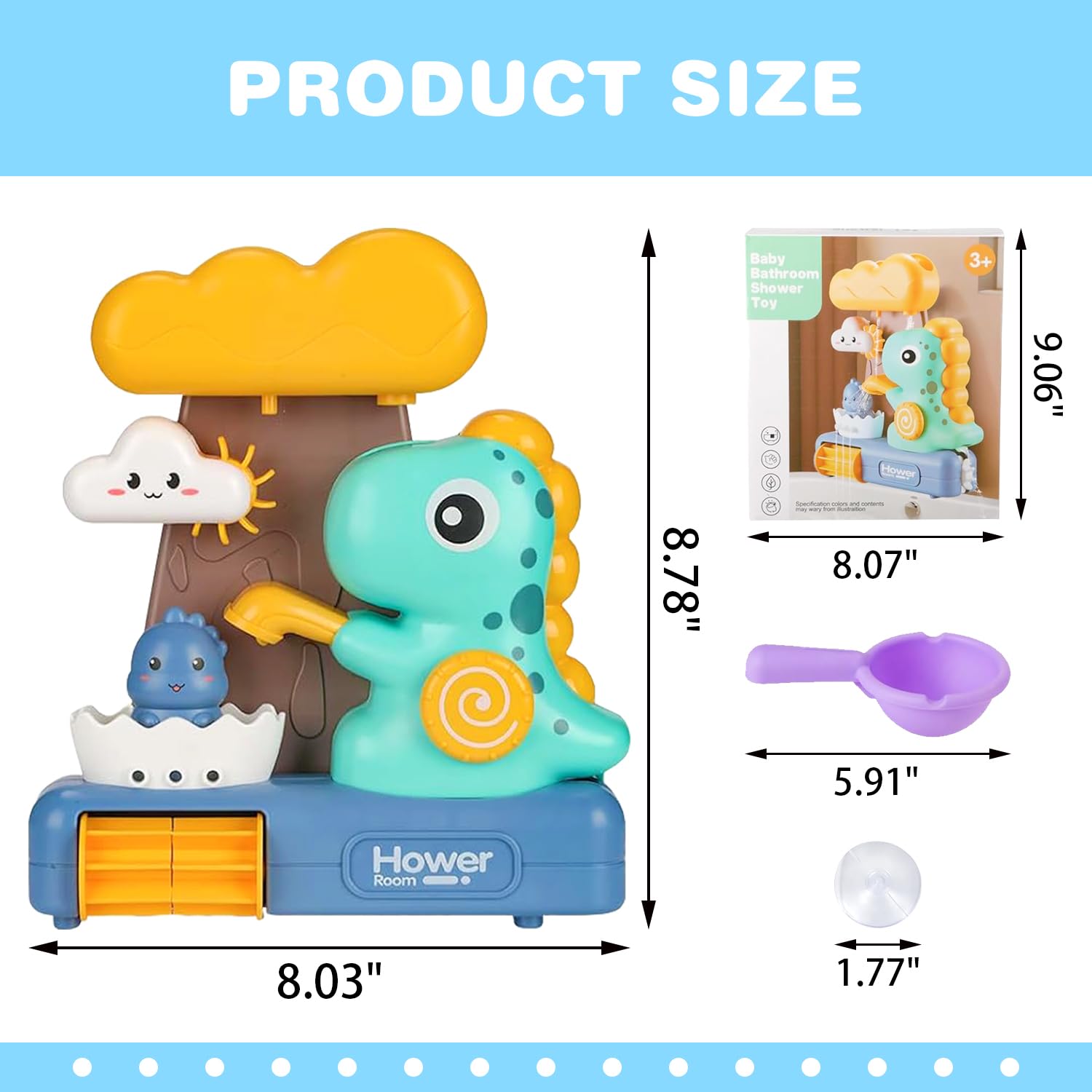 Dinosaur Bath Toys for Toddlers - STEM Bathtub Toys with Strong Suction, Fun Water Play for Kids Ages 4-8, Perfect Gift for Boys & Girls - Ideal for Bath Time, Pool, and Shower Play