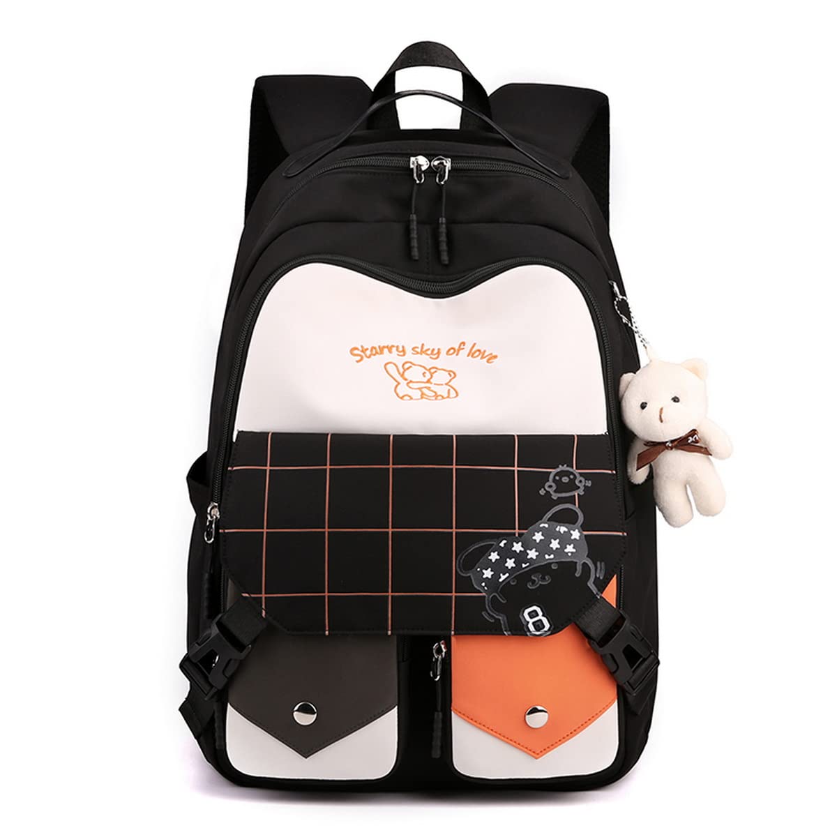Acmebon Stylish Black Backpack for Women & Girls - Lightweight Travel Backpack for School, Work, Commuting & Outdoor Adventures