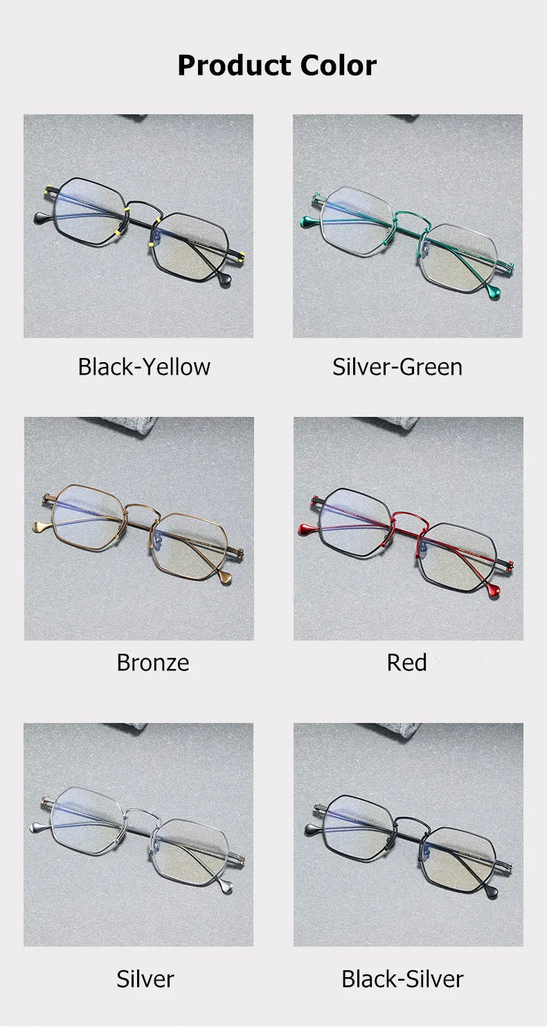 Stylish Unisex Full Rim Flat Top Polygon Titanium Eyeglasses Frame - Lightweight Durable Glasses for Men & Women - Perfect for Office, Reading & Fashion Accessories