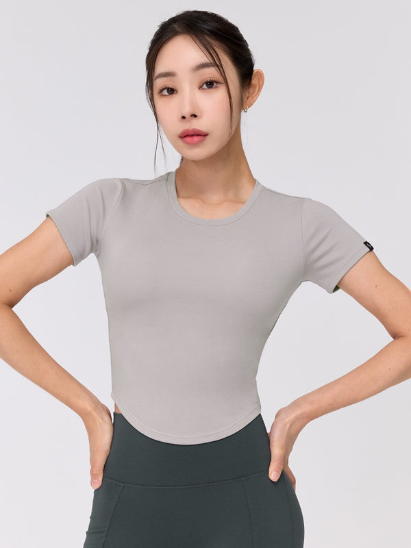 Soft Tension Round Crop Top for Women - Stretchy Comfort Fit Summer Fashion T-Shirt | Perfect for Yoga, Beach & Casual Outfits