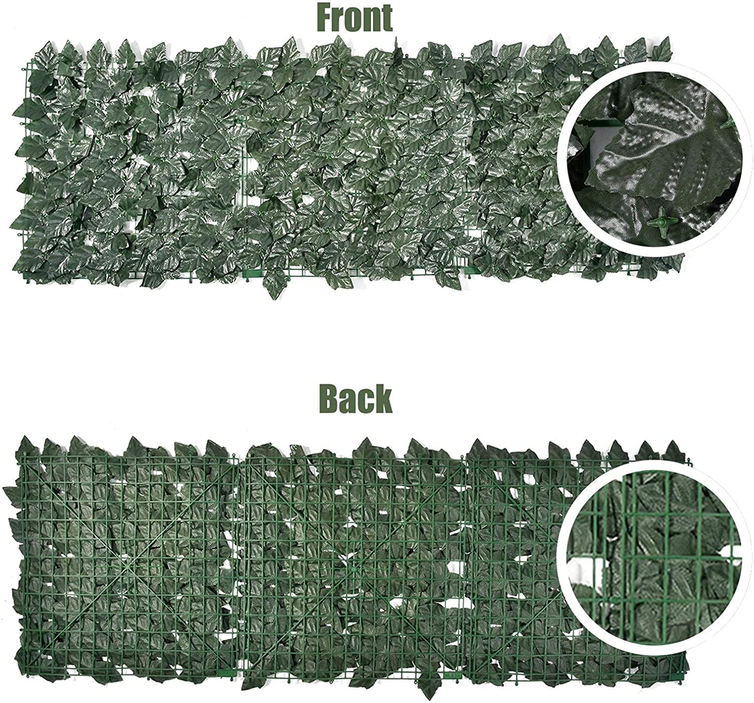 Artificial Ivy Privacy Fence Screen - 0.5x1m Dark Green Hedge Screening Roll - Realistic Leaf Decor for Garden Fence, Balcony & Patio Privacy | UV Resistant Outdoor Use