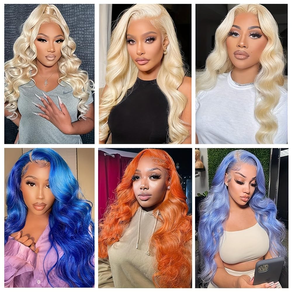 613 Blonde Lace Front Wig Human Hair - 28 Inch Body Wave 13x4 HD Lace Frontal Wig with Pre-Plucked Hairline, 180% Density & Baby Hair | Perfect for Cosplay, Daily Wear & Special Occasions