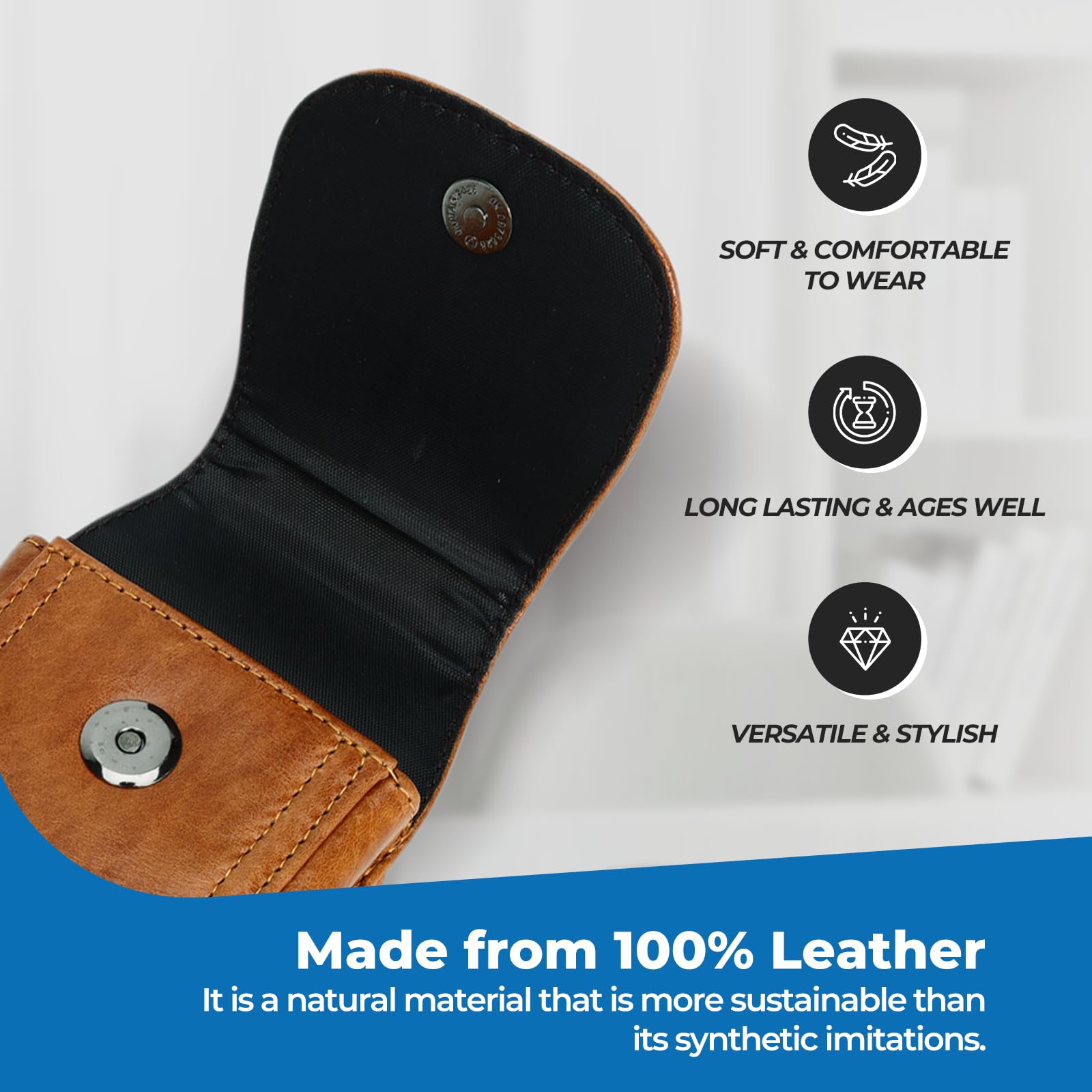 Genuine Leather Belt Clip Phone Holster Case for iPhone 16 Pro Max/15 Pro Max/14 Pro Max/13 Pro Max & Samsung Galaxy S25 Ultra/S24 Ultra - Premium Brown Leather Belt Holder Pouch for Everyday Carry & Outdoor Activities