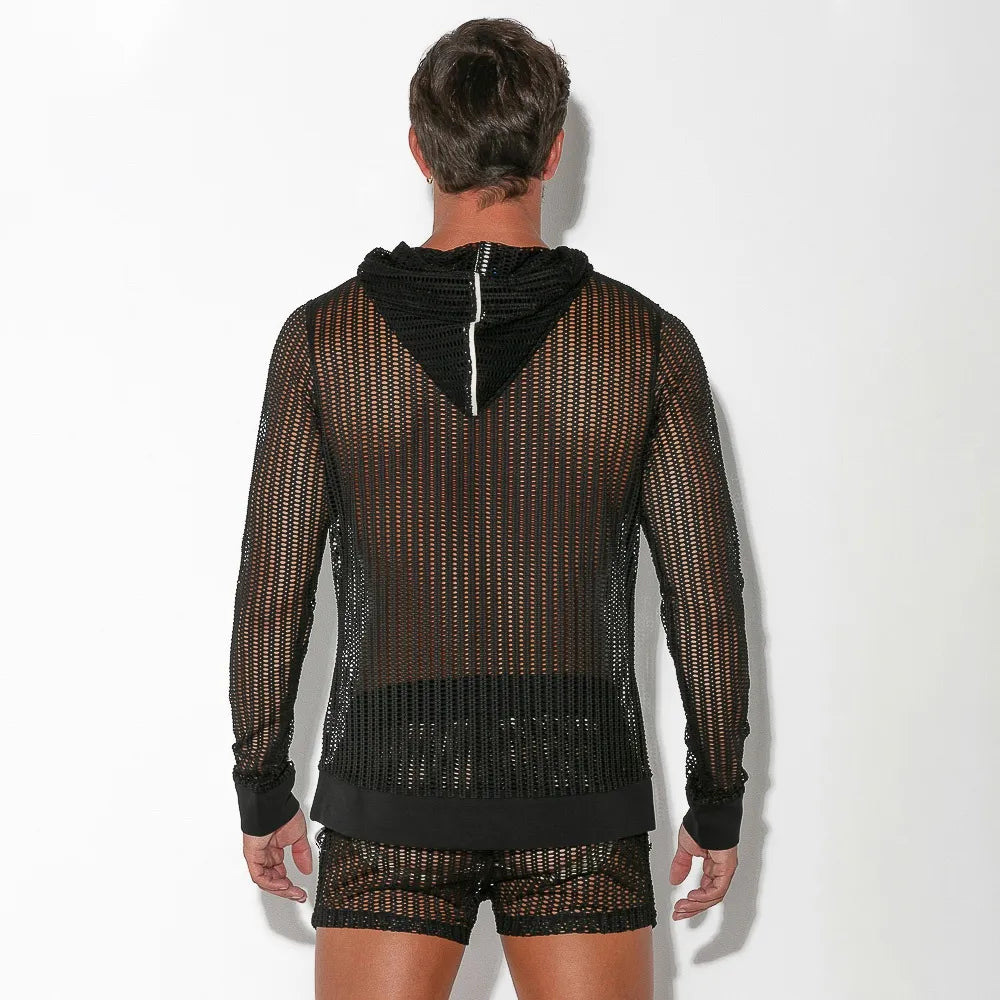 Code 22 Crochet Hoodie 9626 - Black Handmade Knit Sweater for Women | Boho Chic Fashion, Casual Wear & Cozy Loungewear