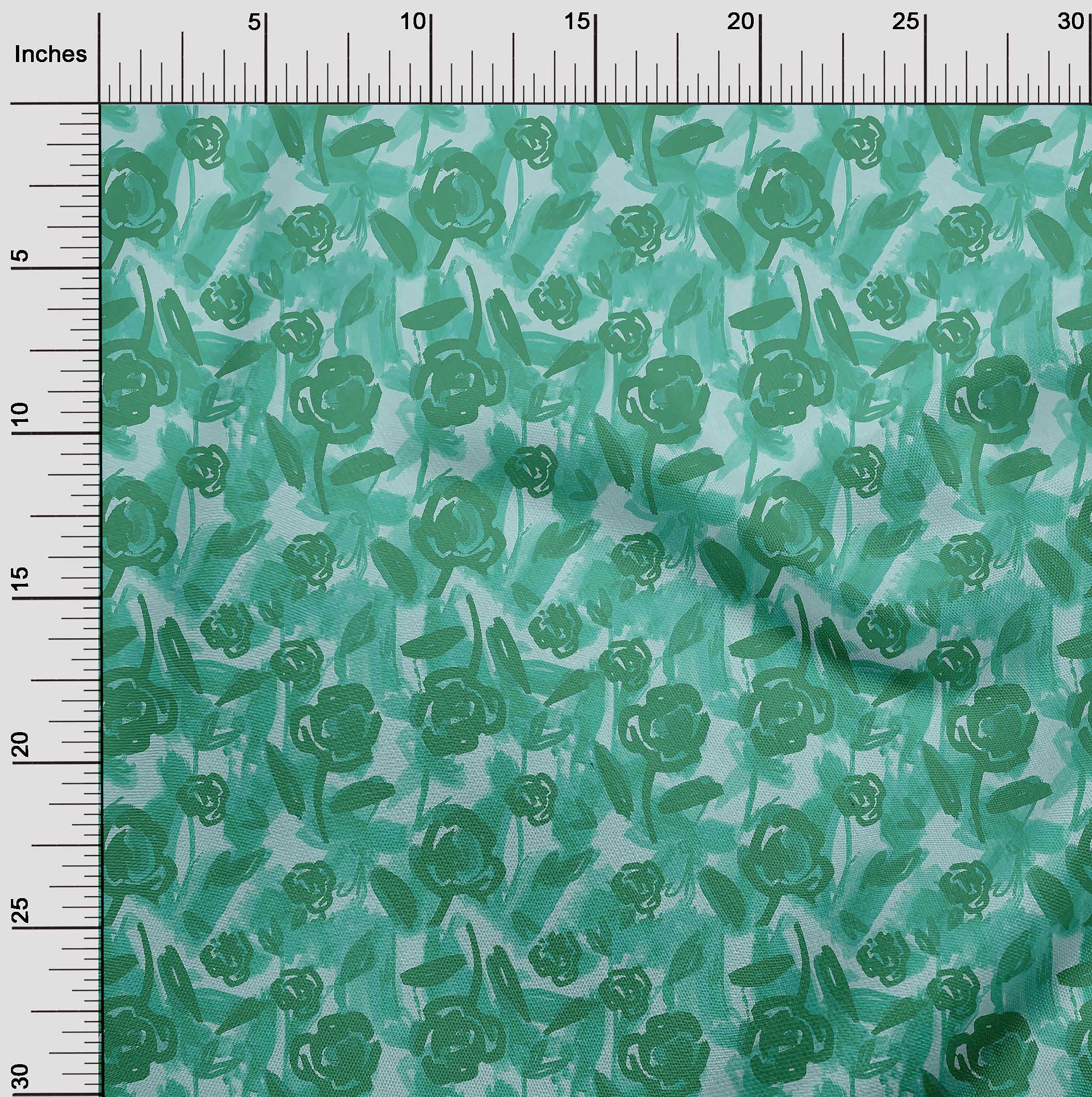 Velvet Aquamarine Floral Printed Fabric for Sewing & Crafts - 58 Inch Wide by The Yard (VR0) - Perfect for DIY Dresses, Curtains, and Home Decor Projects