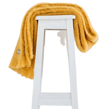 Luxury Windermere Ochre Mohair Throw Blanket - Soft & Warm Handmade Wool Afghan for Couch, Bed, Sofa - Perfect for Cozy Winter Nights, Home Decor & Gift Giving