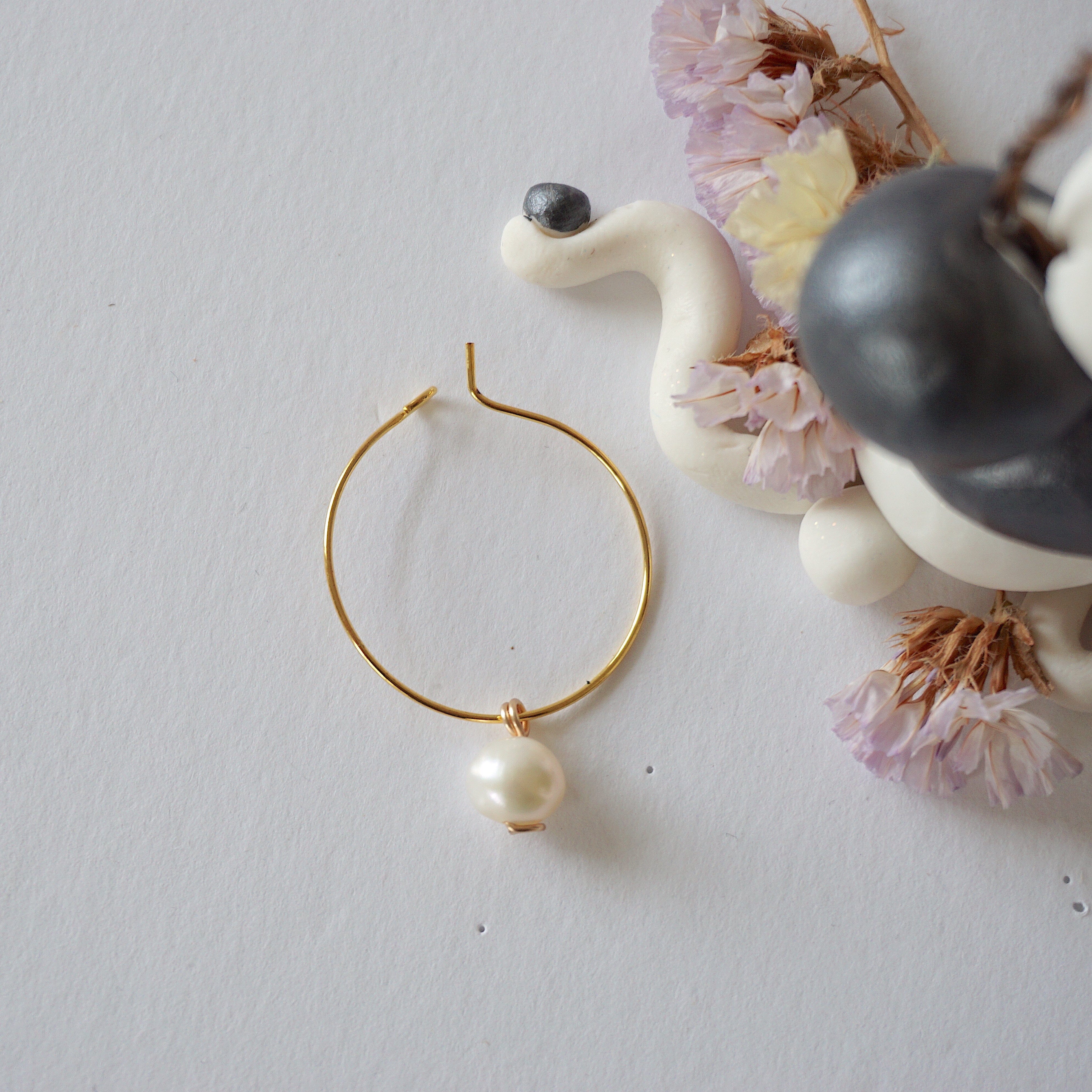 Gold Plated Pearl Charm Hoop Earrings for Women - Elegant Dangle Earrings for Party, Wedding & Everyday Wear