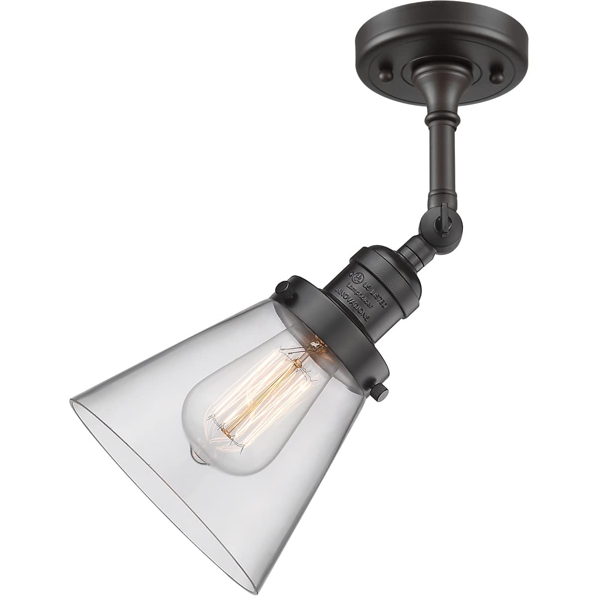 Innovations 201F-OB-G62-LED Semi-Flush Mount Ceiling Light Fixture - Oil Rubbed Bronze Finish - Energy Efficient LED Lighting for Bedroom, Hallway, Kitchen & Living Room