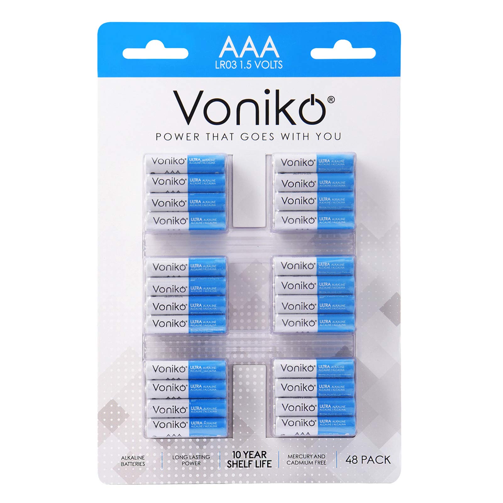 Premium AAA Batteries 48 Pack - Long-Lasting Alkaline Triple A Batteries 1.5V - 10 Year Shelf Life & Leakproof - Ideal for Toys, Remote Controls, Clocks & Electronics