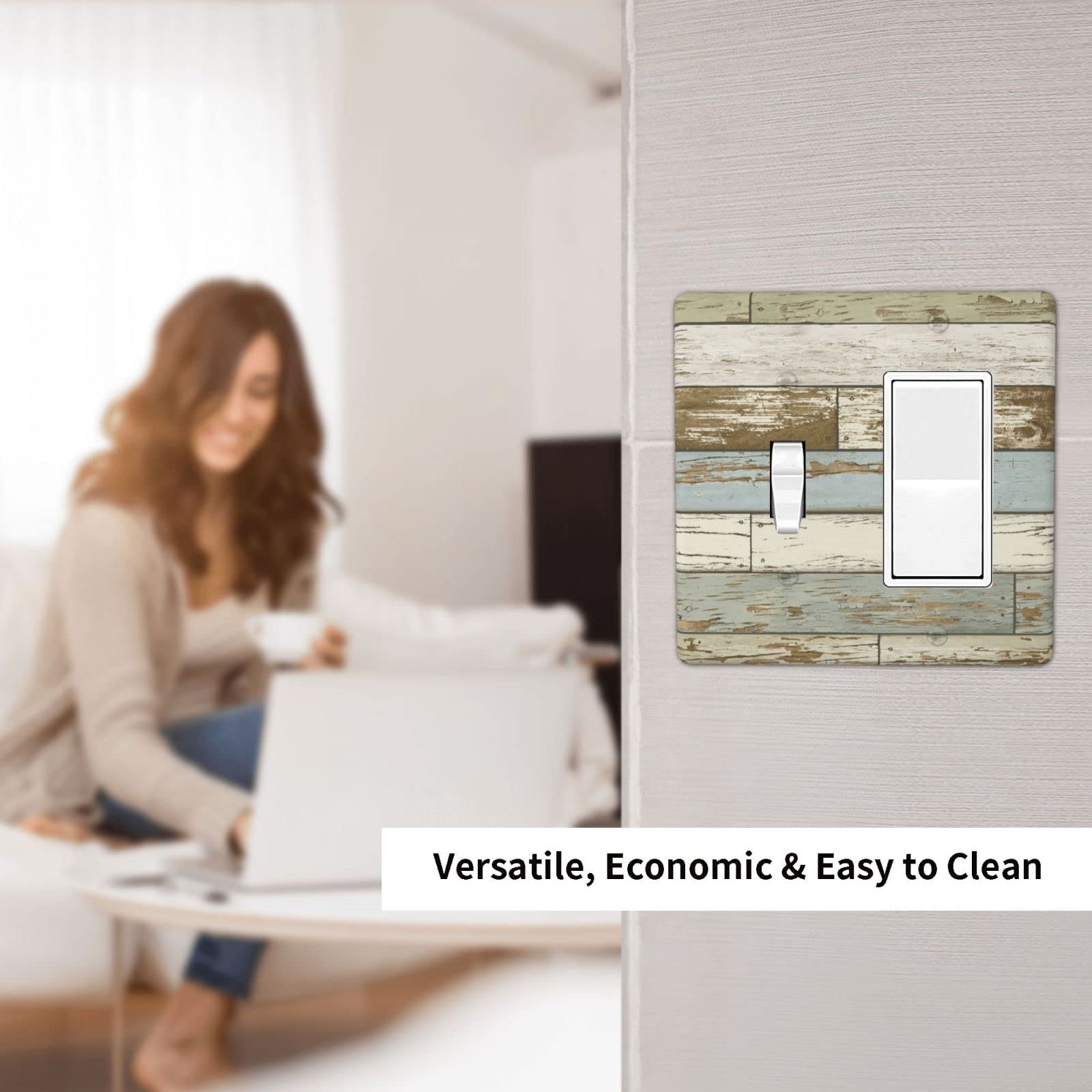 Farmhouse Style 2 Gang Wall Plate - 1 Toggle & 1 Rocker Switch Cover - Standard Size 4.5