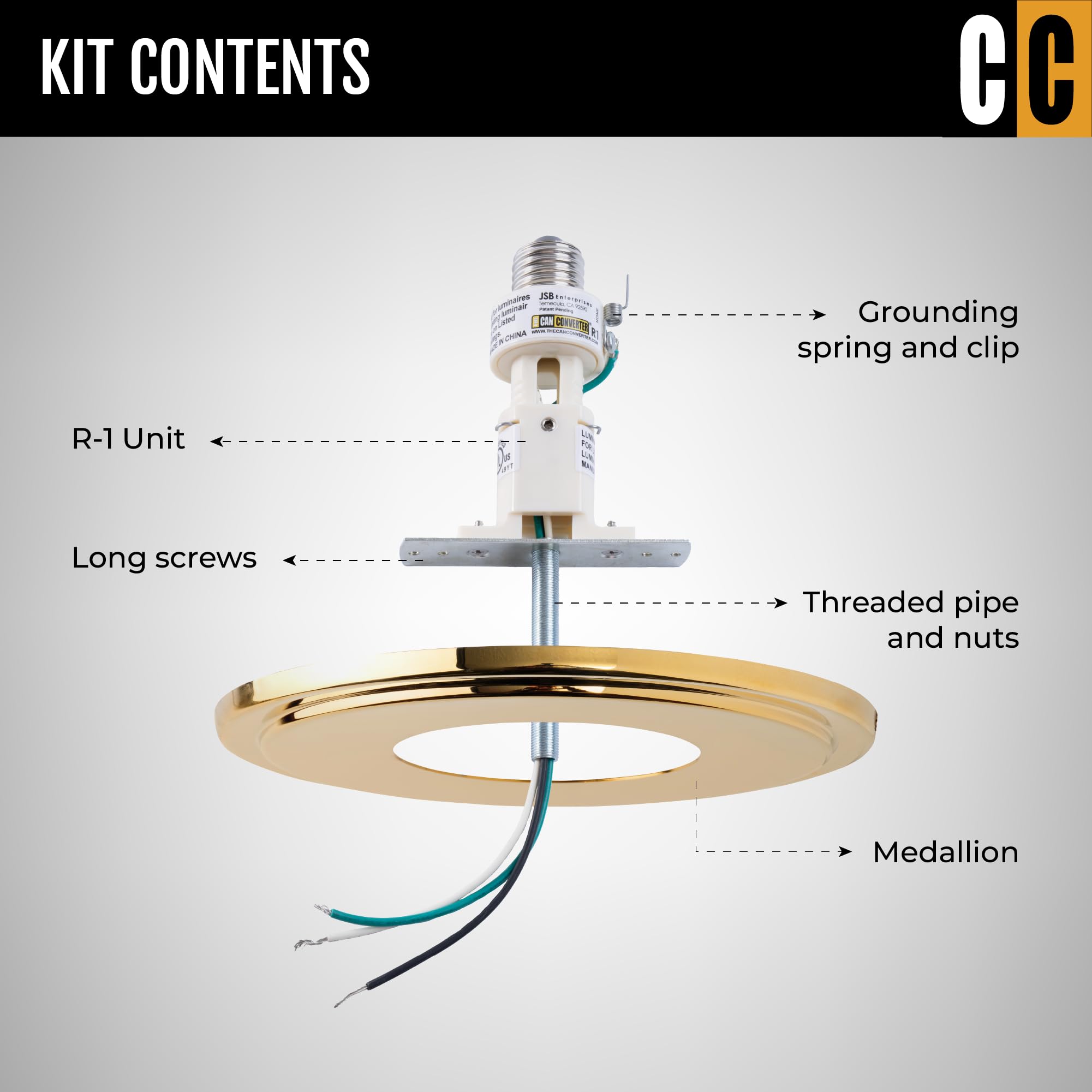Recessed Can Light Conversion Kit - Gold, for Ceiling & Pendant Lights - Home Improvement