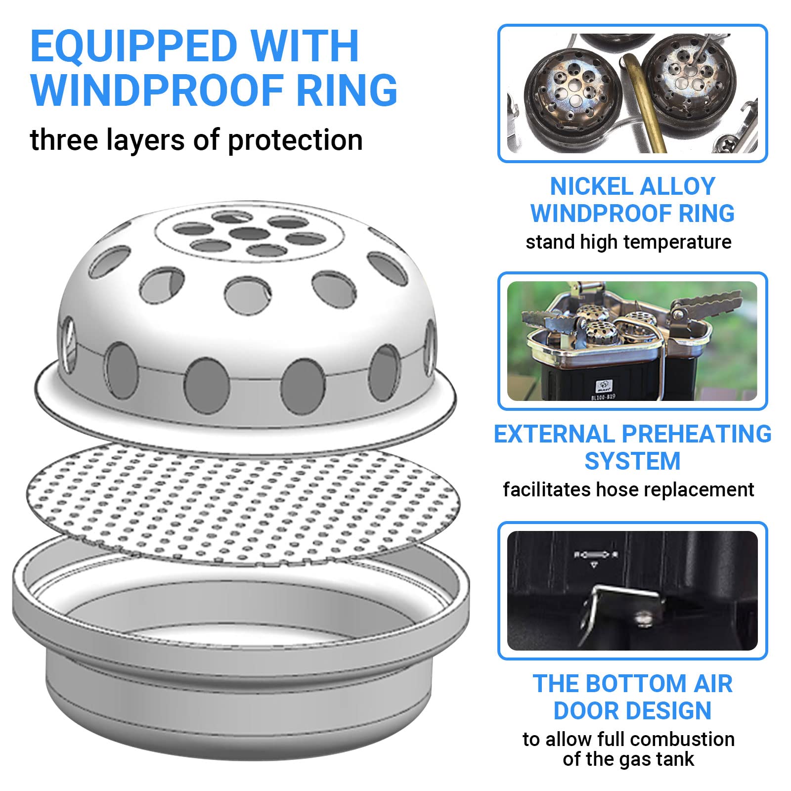 Portable Bulin Gas Camping Stove with Piezo Ignition - Foldable Outdoor Windproof Burner for Camping, Hiking, Backpacking & Picnics - Perfect for Cooking Meals in Nature