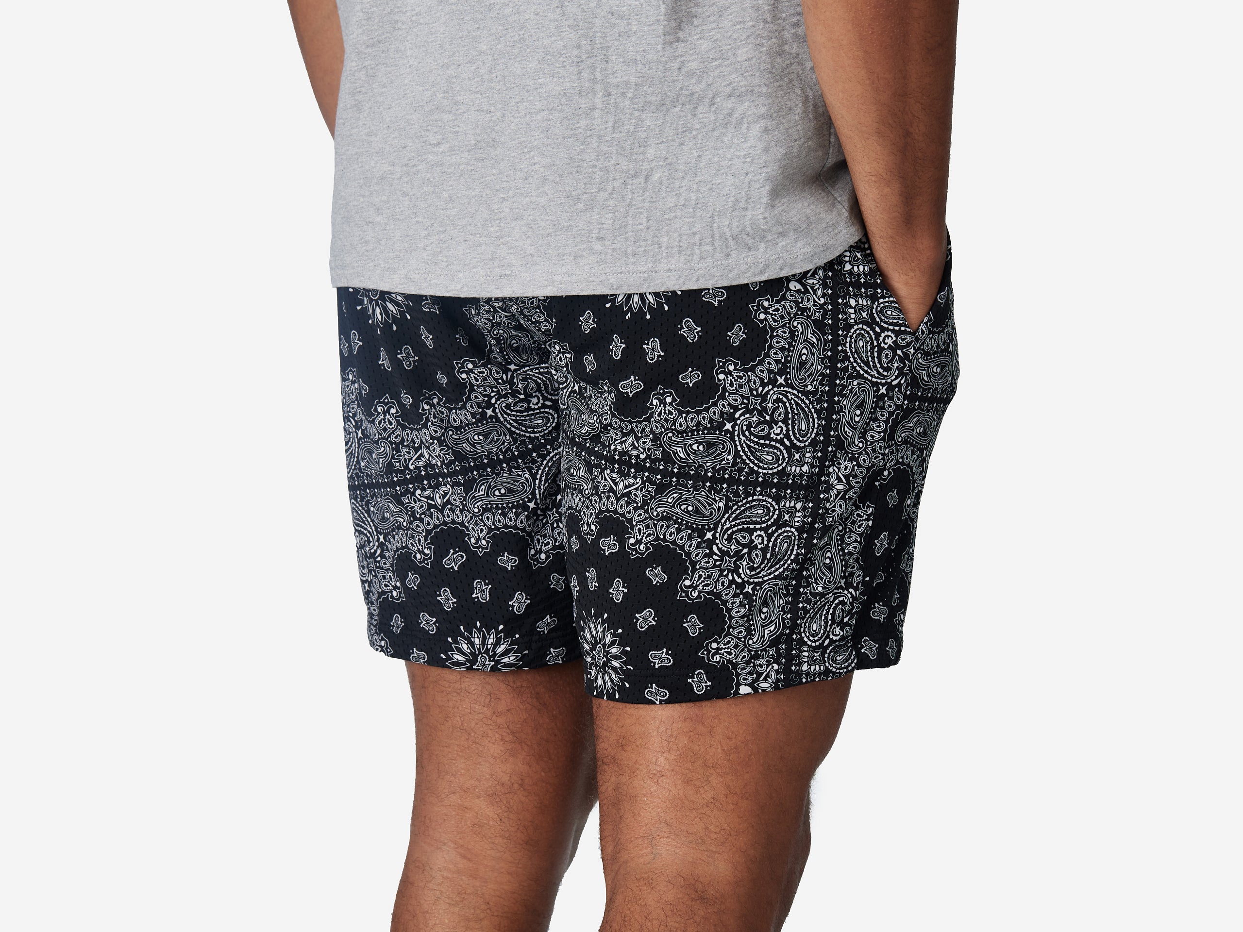 6 Pocket Lounge Shorts for Men - Comfortable Casual Bandana Print Shorts - Perfect for Relaxing at Home, Lounging, or Summer Outings