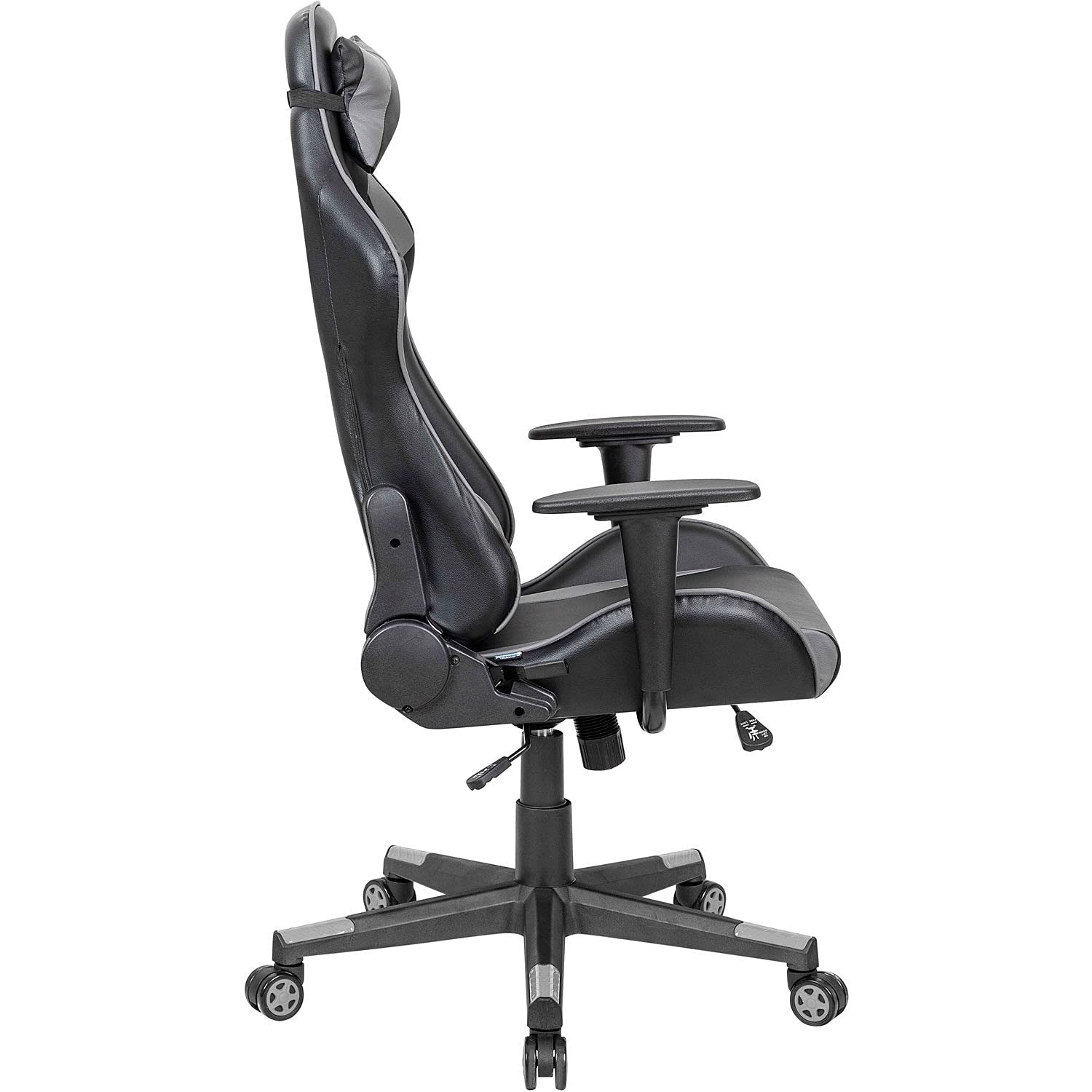 Premium High Back Gaming Chair with Bonded Leather - Ergonomic Office & Racing Style for PC, Console & Streaming - Black/Gray - Perfect for Esports, Home Office & Gaming Setups