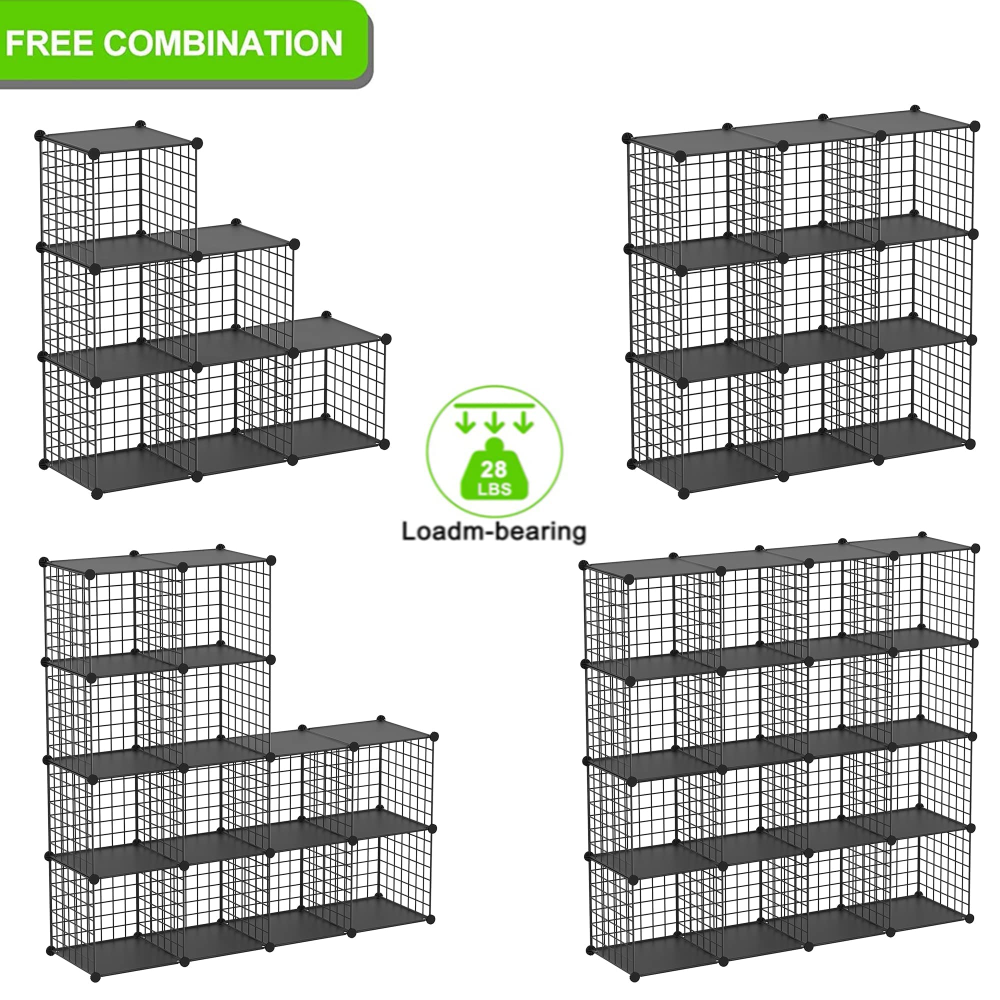 TUMUCUTE 6-Cube Wire Storage Organizer - Stackable Metal Bookshelf & Modular Closet Organizer for Bedroom, Living Room, Office - Perfect for Home Organization & Space Saving Storage Solutions