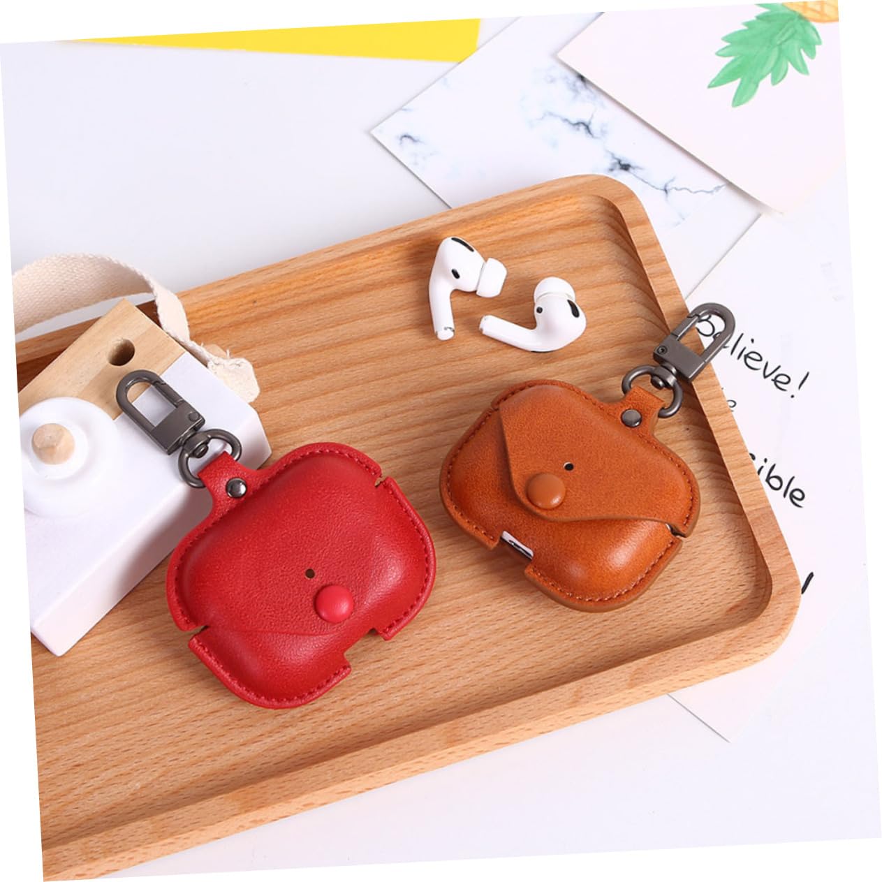 Premium Leather Earphone Case Cover for Wireless Earbuds - Key Holder & Protective Pouch for AirPods Pro/AirPods 3/AirPods 2 - Perfect for Travel, Gym & Daily Commute