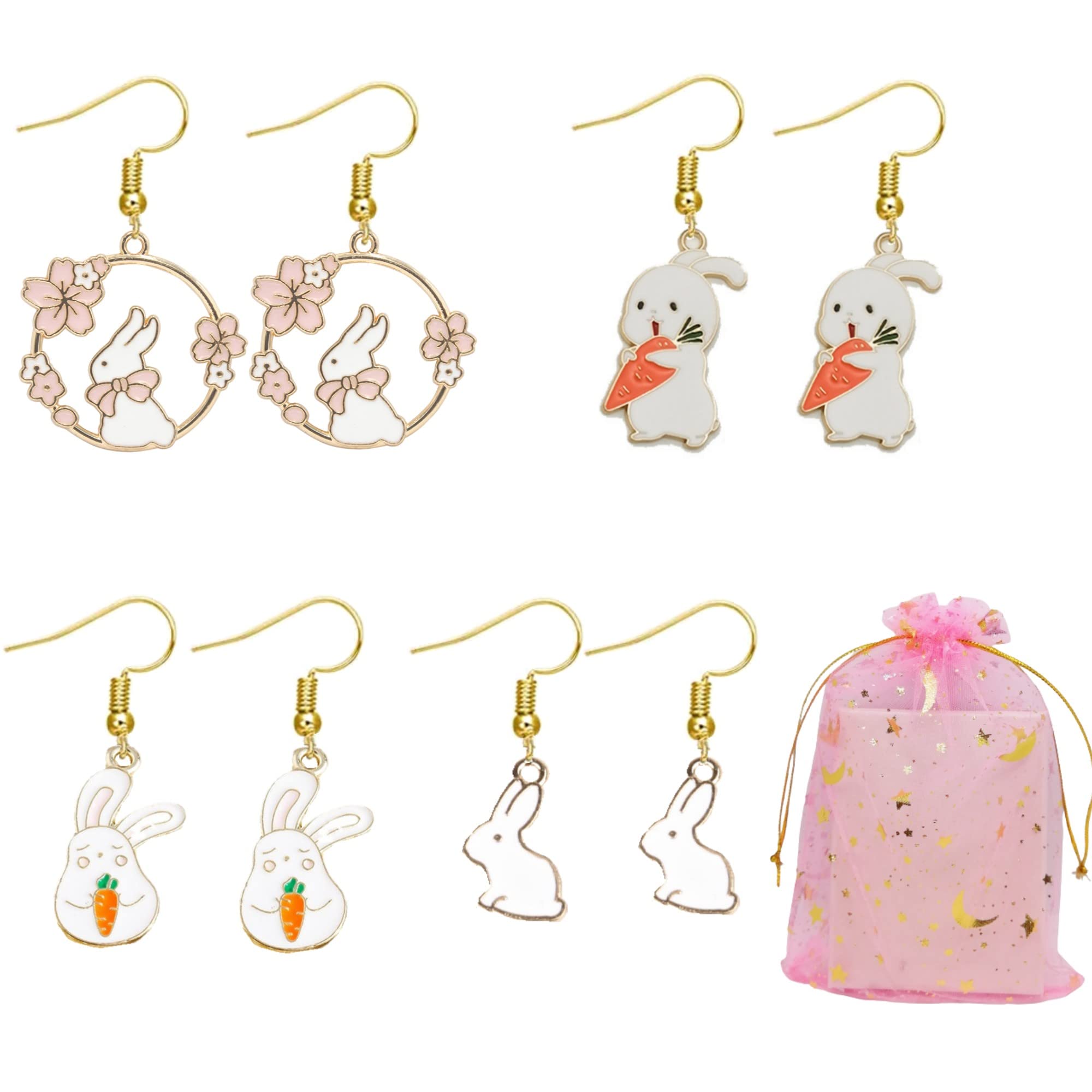 Cute Bunny Earrings for Women & Girls - Kawaii Animal Jewelry Gift for Birthday, Party & Everyday Wear