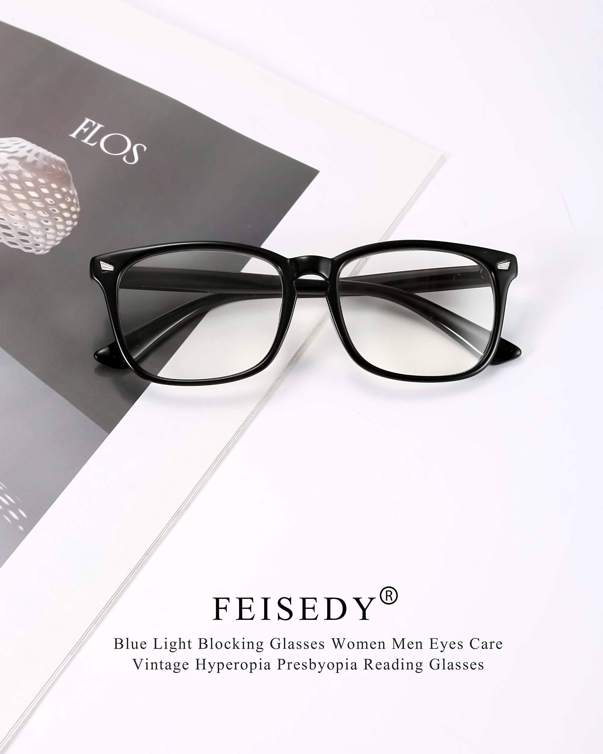 FEISEDY Vintage Blue Light Blocking Glasses for Women & Men - Anti-Eye Strain Reading Glasses with Spring Hinge (B2519) - Perfect for Computer Work, Reading & Screen Time Protection