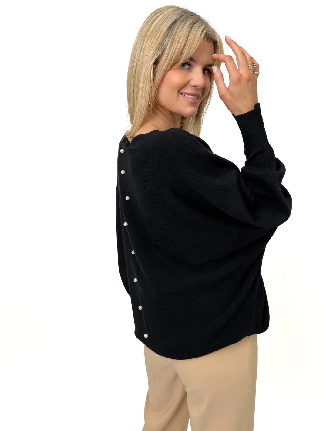 Elba Jumper Sweater for Women - Soft Knit Pullover Black Winter Warm Casual Tops - Perfect for Office, Dating & Holiday Outfits