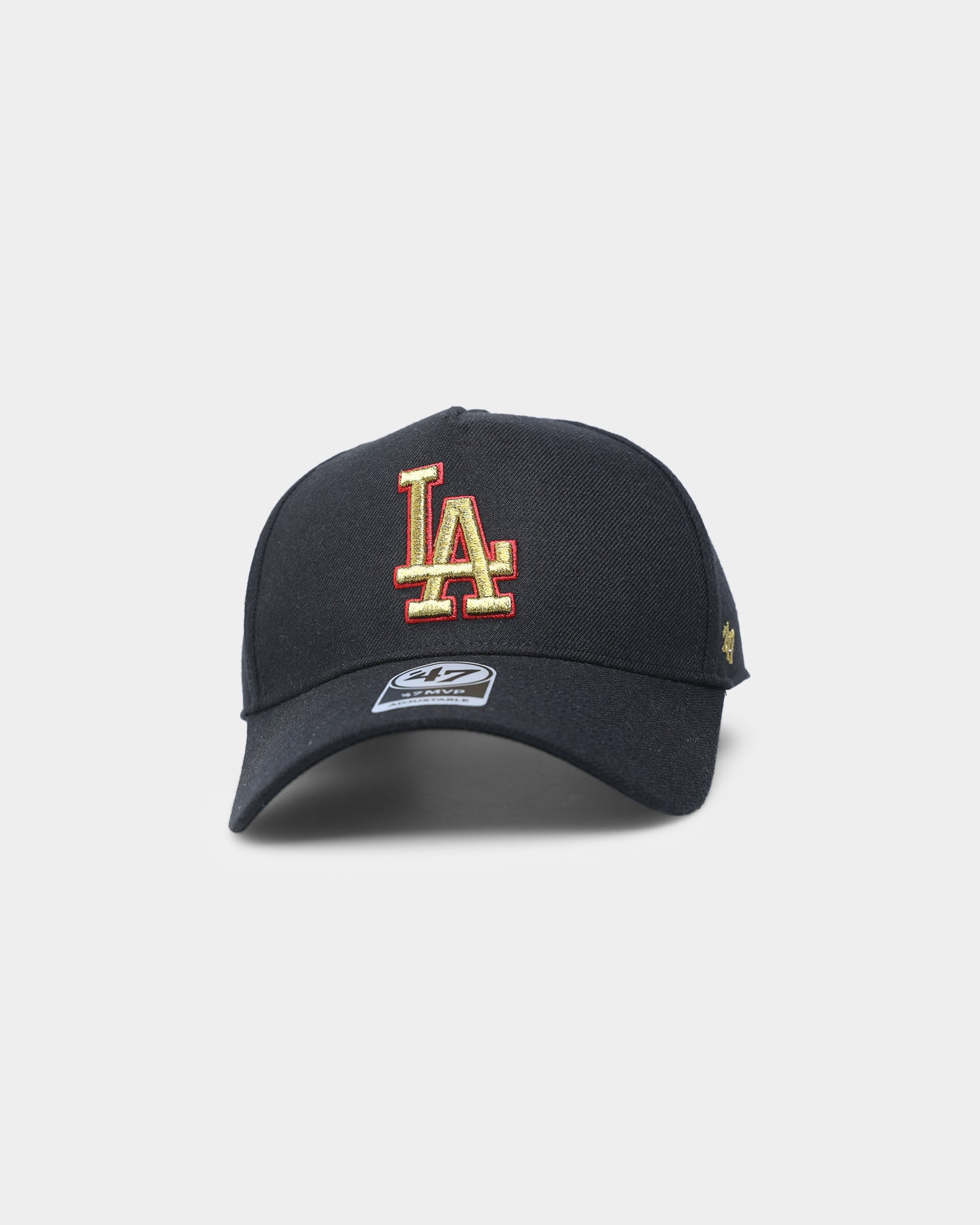 47 Brand Los Angeles Dodgers Replica MVP DT Snapback Hat - Black/Gold/Red Adjustable Baseball Cap for Men & Women - Perfect for Baseball Games, Sports Fans, and Streetwear Fashion