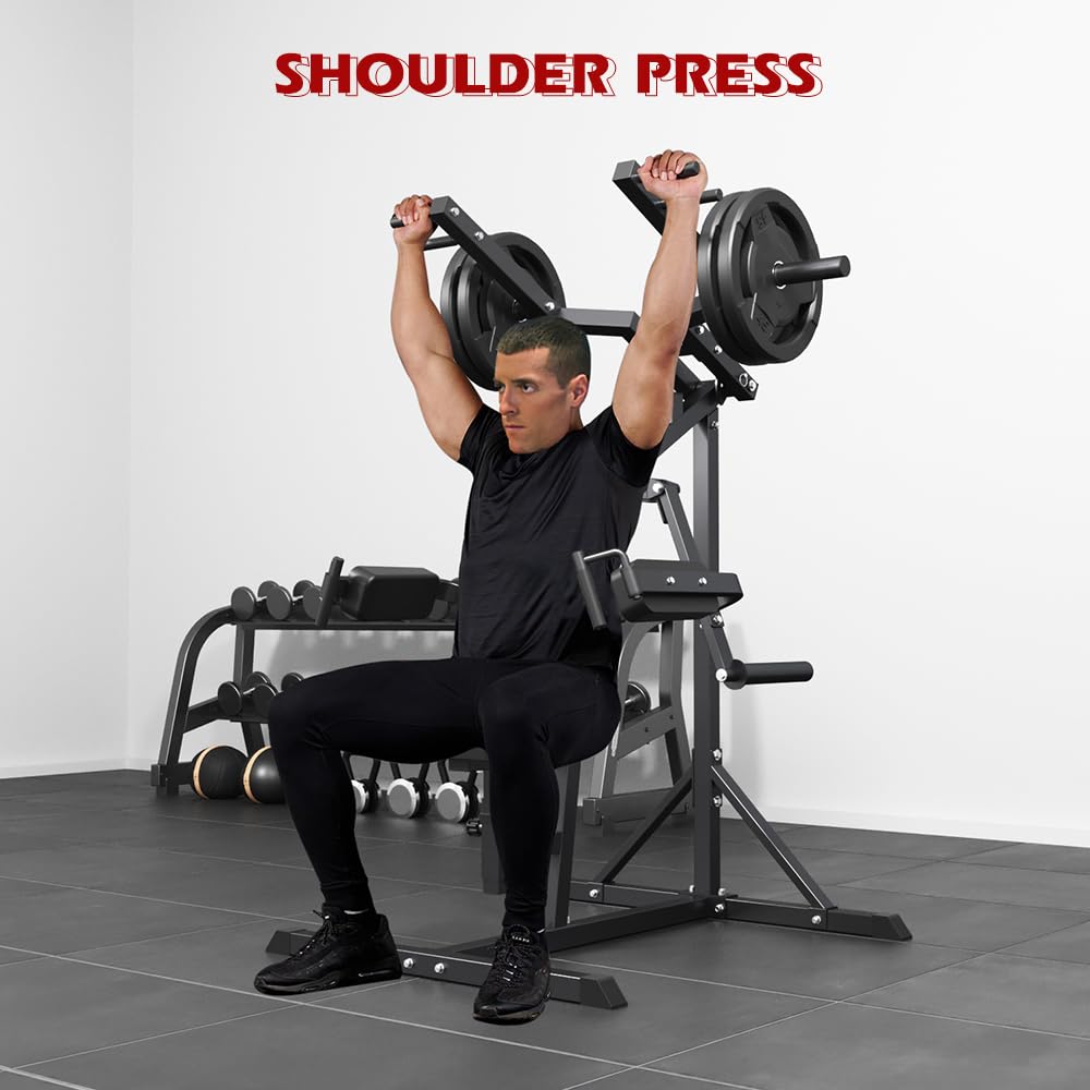 Plate Loaded Shoulder Press Machine - Adjustable Deltoid & Lateral Raise Strength Trainer with Ergonomic Seat for Home & Commercial Gym Use - Perfect for Upper Body Workouts, Shoulder Toning & Strength Training