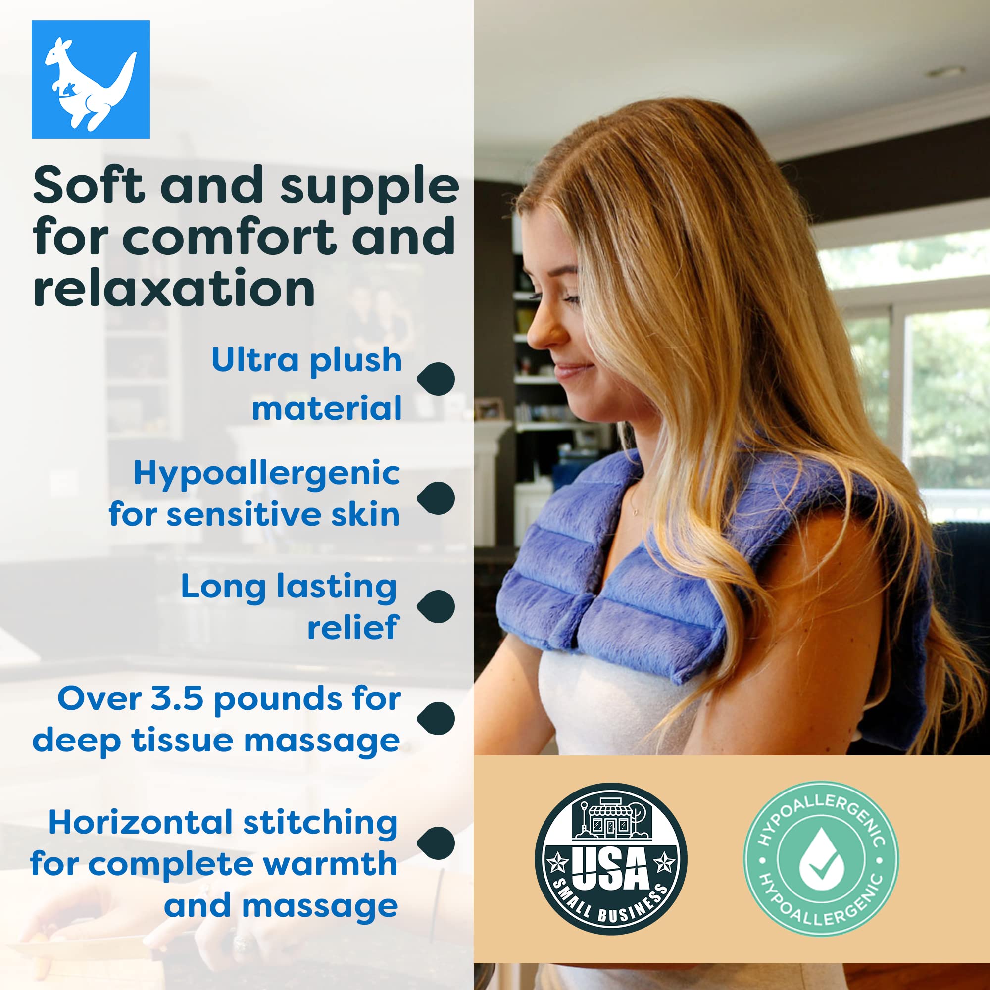 Weighted Microwave Heating Pad for Neck & Shoulder Pain Relief - Lavender Aromatherapy, Cordless, Reusable - Perfect for Home, Office & Travel Comfort