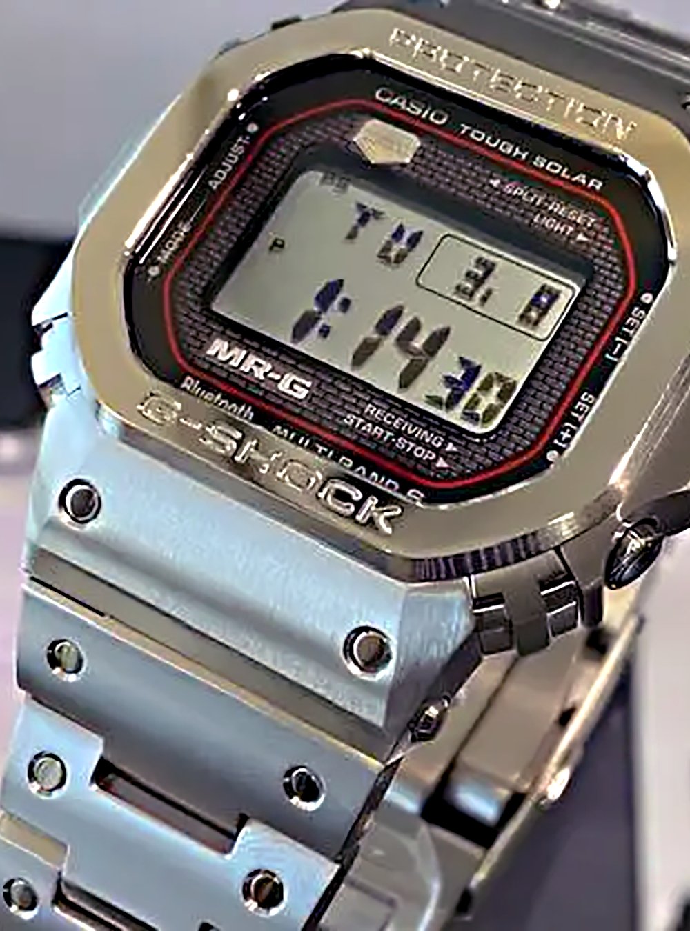CASIO G-Shock MRG-B5000D-1JR Premium Stainless Steel Watch - Made in Japan, JDM - Shock Resistant, Solar Powered, Bluetooth Connectivity - Perfect for Outdoor Sports, Military, and Everyday Wear