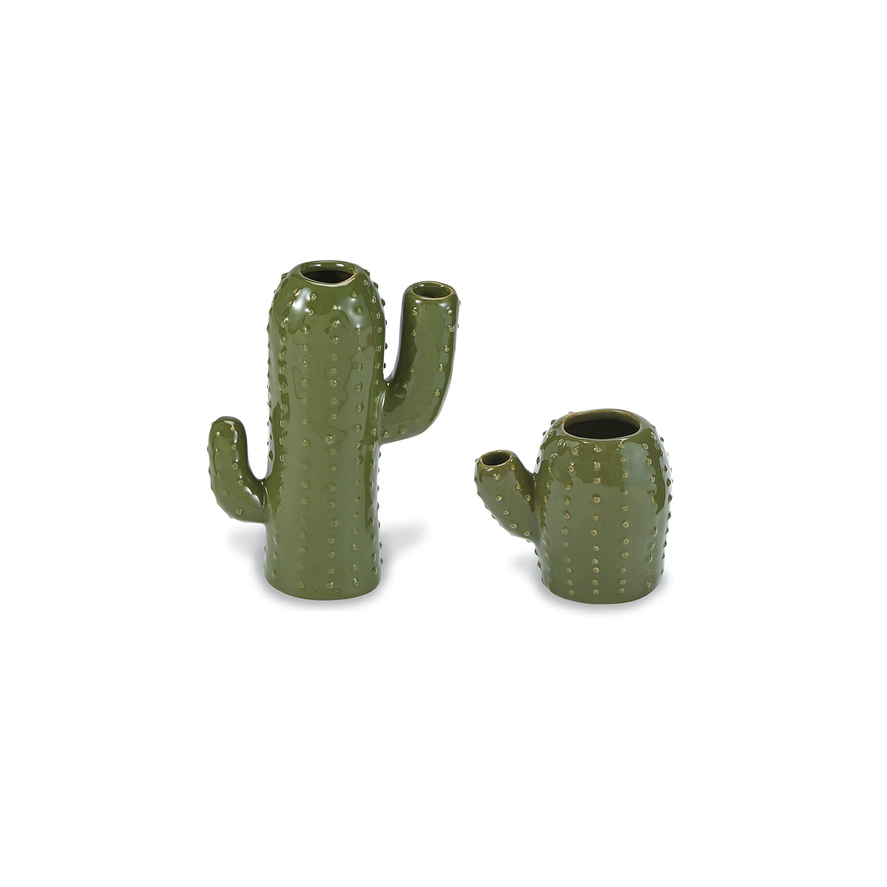 Mud Pie Small Cactus Ceramic Vase - Green Mini Succulent Planter Pot for Home Decor, Office Desk, Wedding Centerpiece & Gift Idea