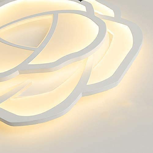 Dimmable LED Ceiling Light with Remote Control - Modern White Floral Design for Bedroom, Living Room & Kitchen - Stainless Steel Bracket Light - Perfect for Ambient Lighting & Home Decor