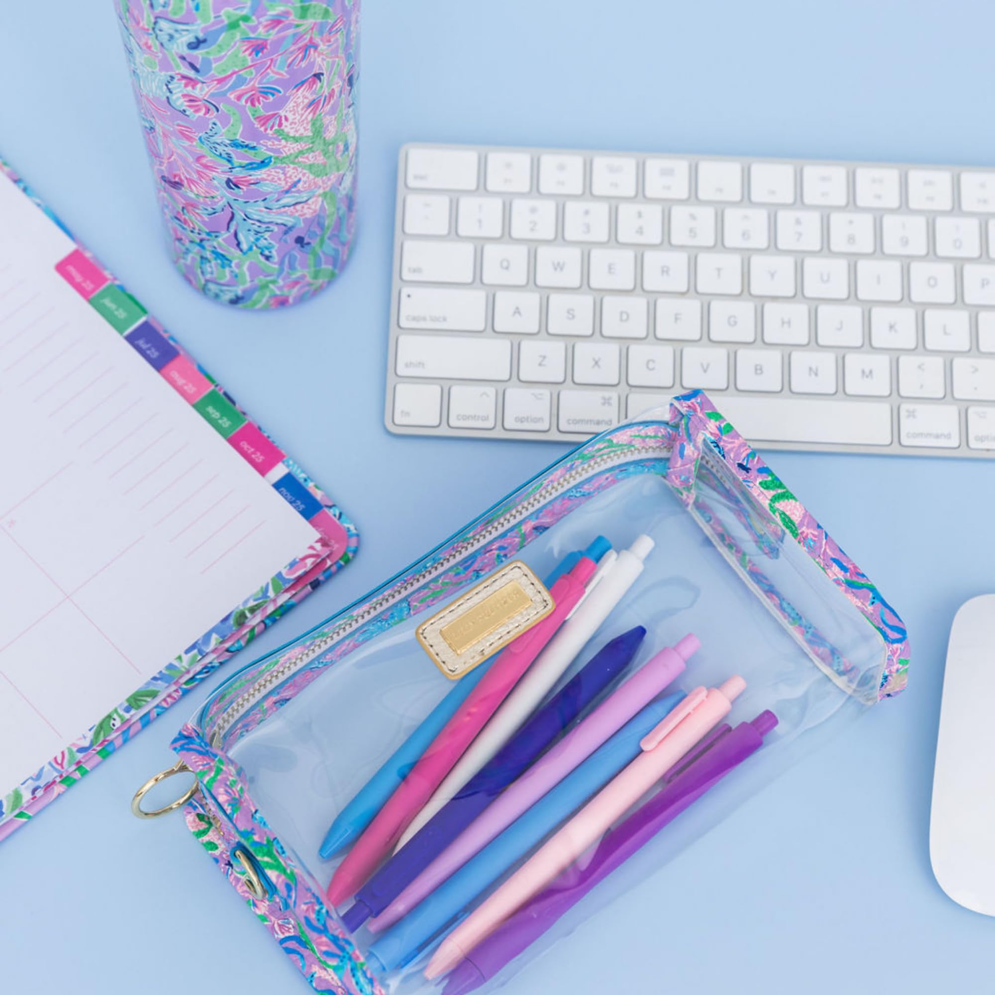 Lilly Pulitzer Clear Zipper Pouch - Waterproof Travel Toiletry Bag & Makeup Organizer for Women | Cute Pencil Case for School, Office & Vacation Essentials | Perfect for Cosmetics, Stationery & Travel Accessories (Secret Escape Pattern)