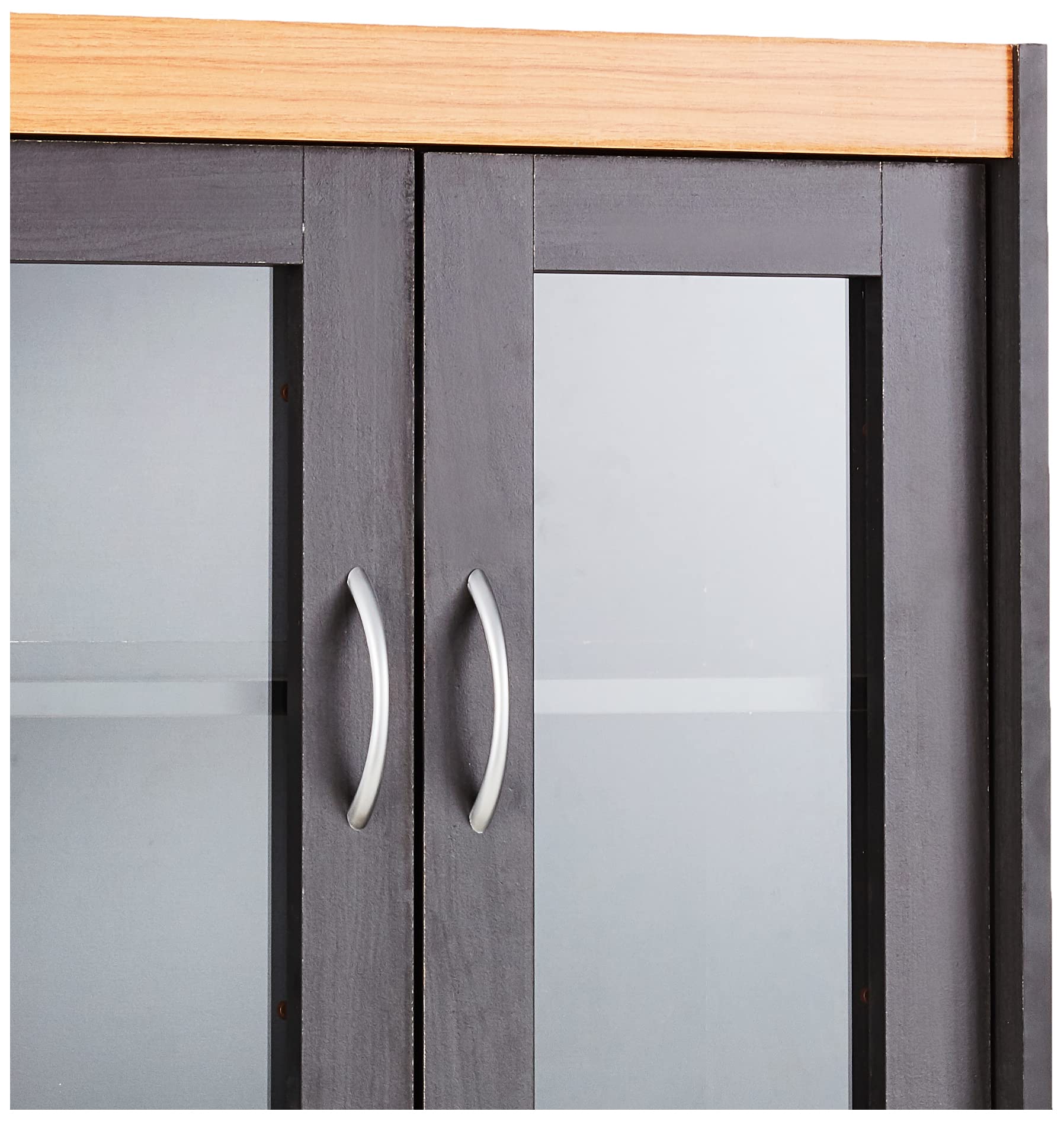 Hodedah Black Beech China Cabinet - Elegant Display Storage for Dining Room, Kitchen, or Living Room - Perfect for Showcasing Fine China, Glassware, and Collectibles