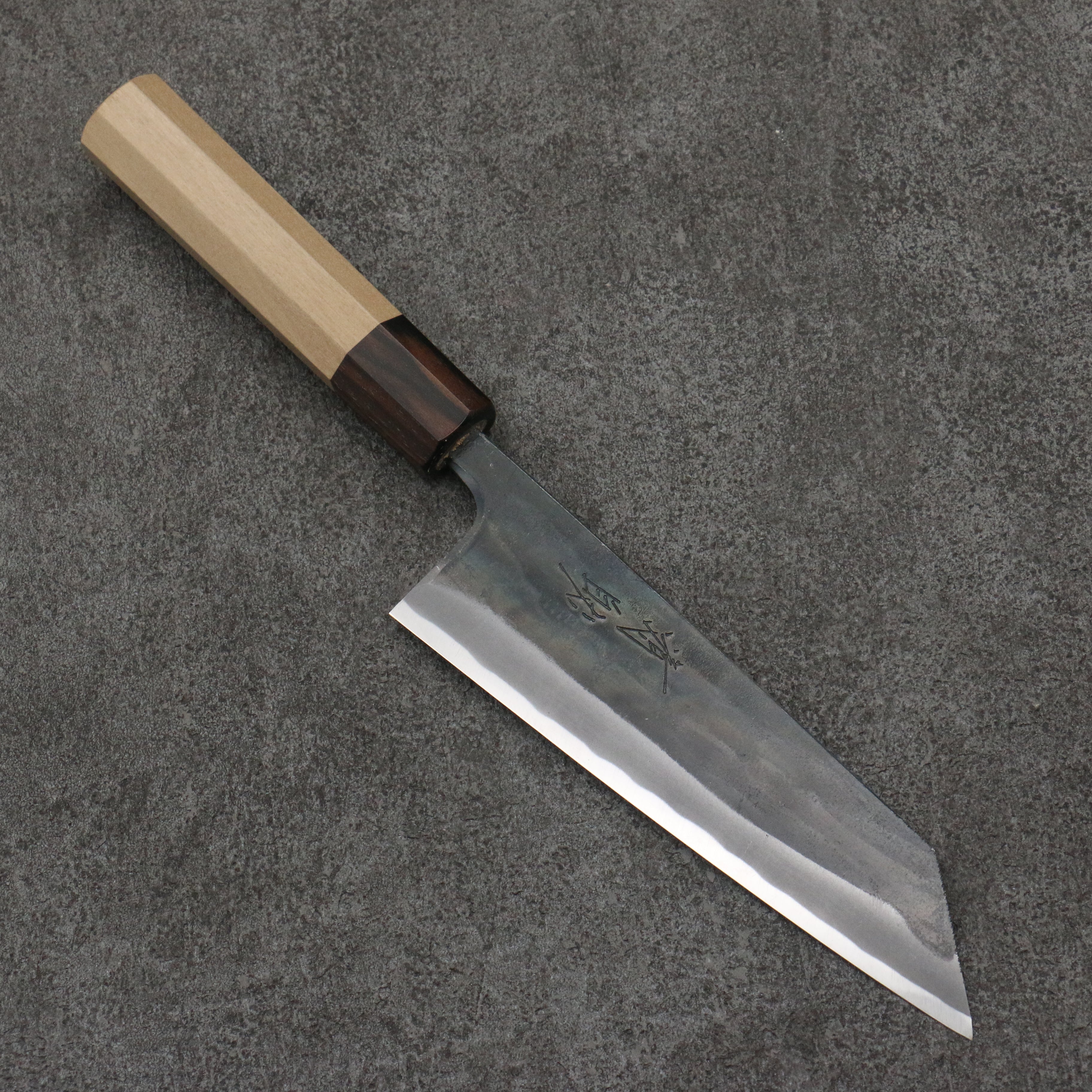 Seisuke Blue Super Black Finished Small Bunka Knife 150mm - Magnolia Wood Handle with Ebony Ferrule - Japanese Kitchen Knife for Precision Slicing, Dicing & Vegetable Prep