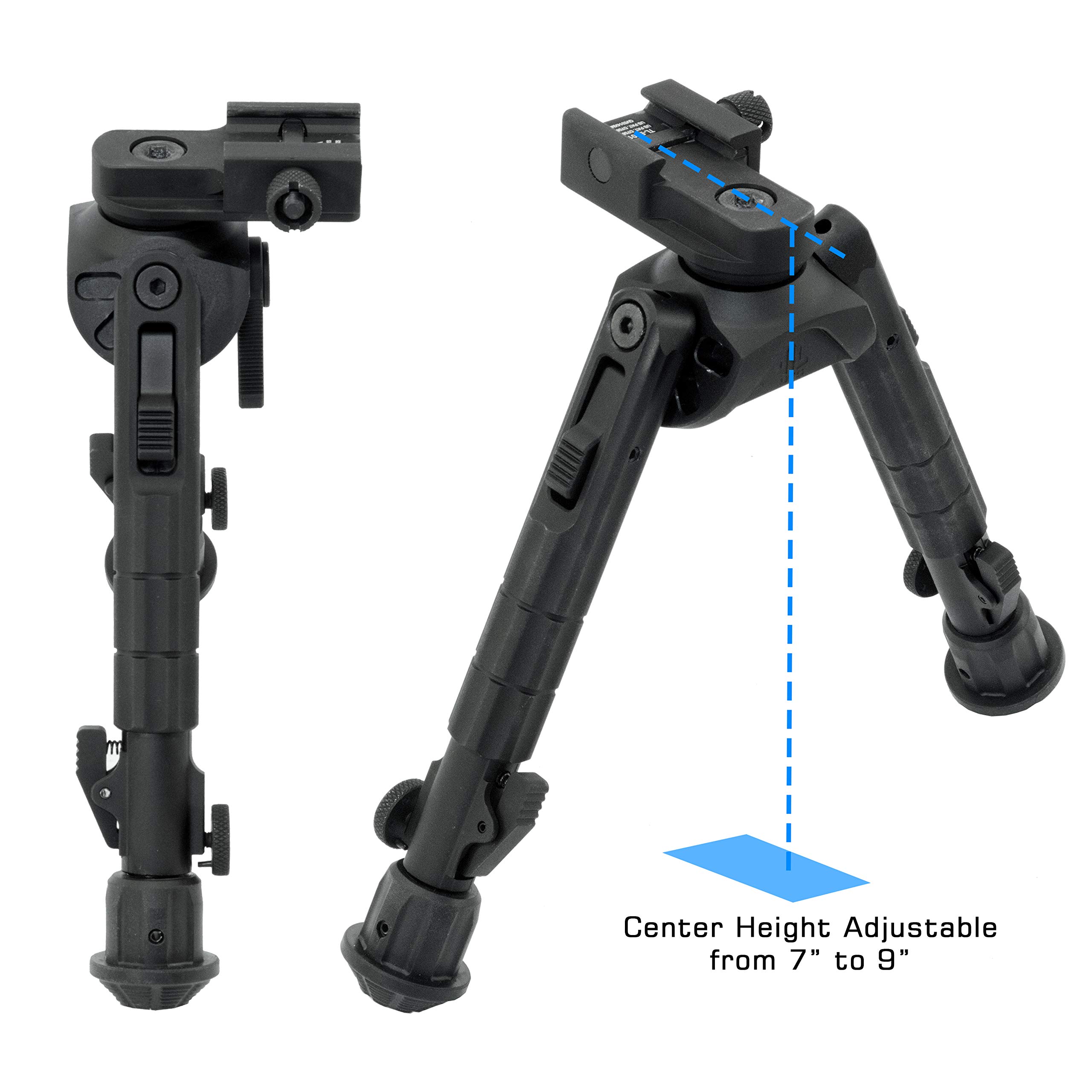 UTG Recon 360 Bipod - Adjustable Swivel Rifle Bipod for Hunting & Shooting - Black - Universal Fit for Adults - Perfect for Outdoor Adventures, Range Practice & Tactical Use