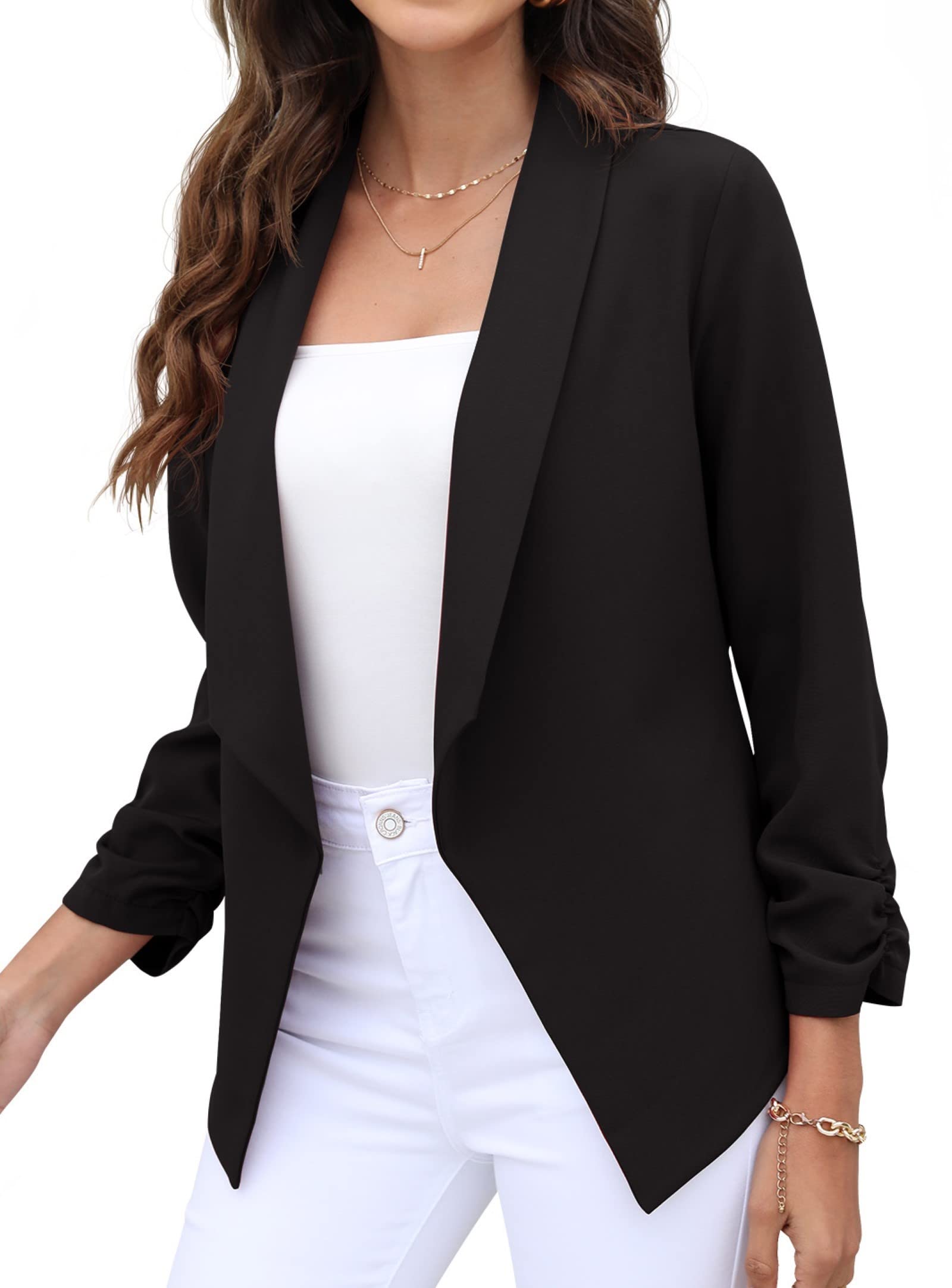 GRECERELLE Women's Cropped Blazer Jacket - Office & Casual Wear