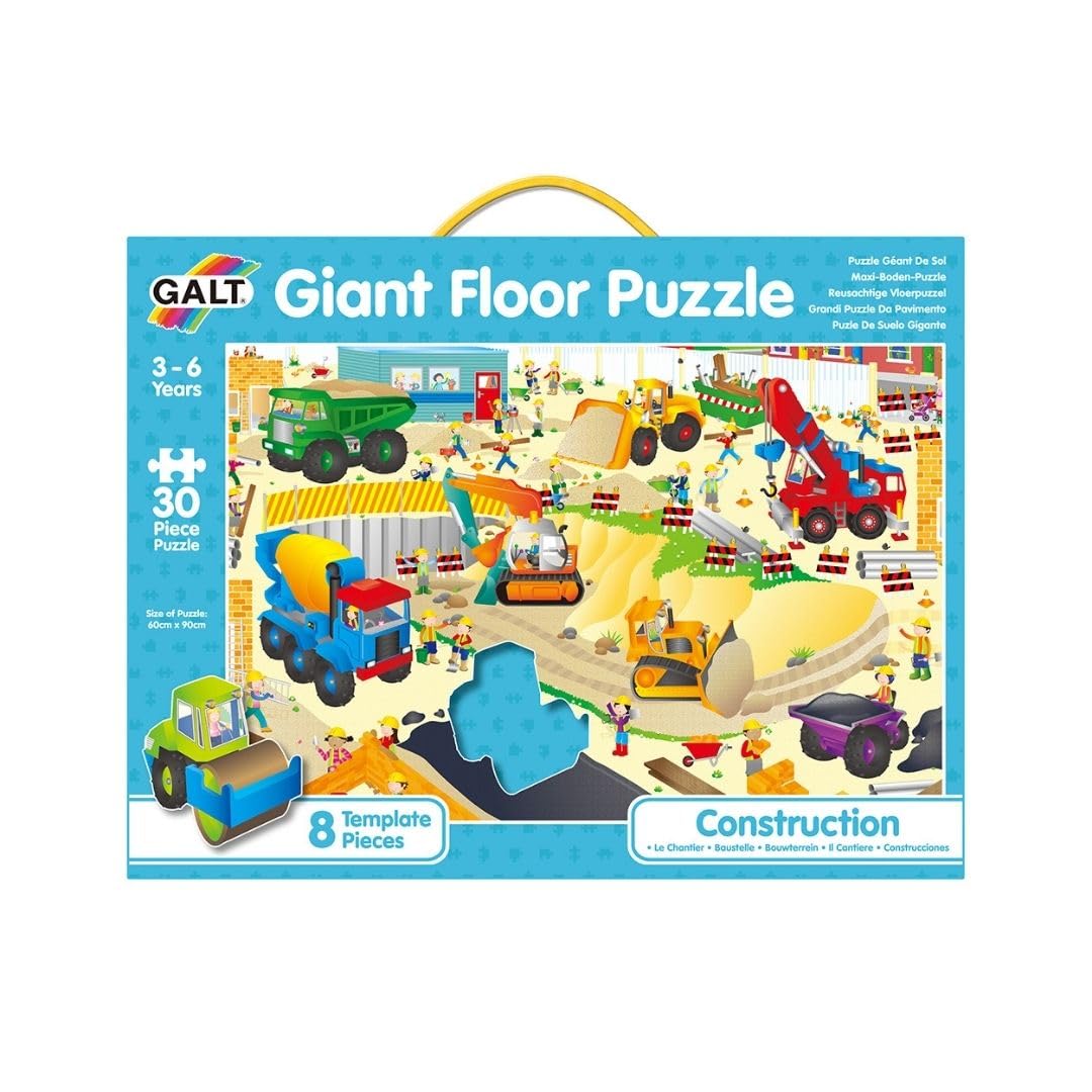 Galt Toys Giant Floor Puzzle - Construction Site, 36-Piece Large Jigsaw Puzzle for Kids Ages 3-6 | Fun Educational Toy for Preschool Learning & Playroom Activities
